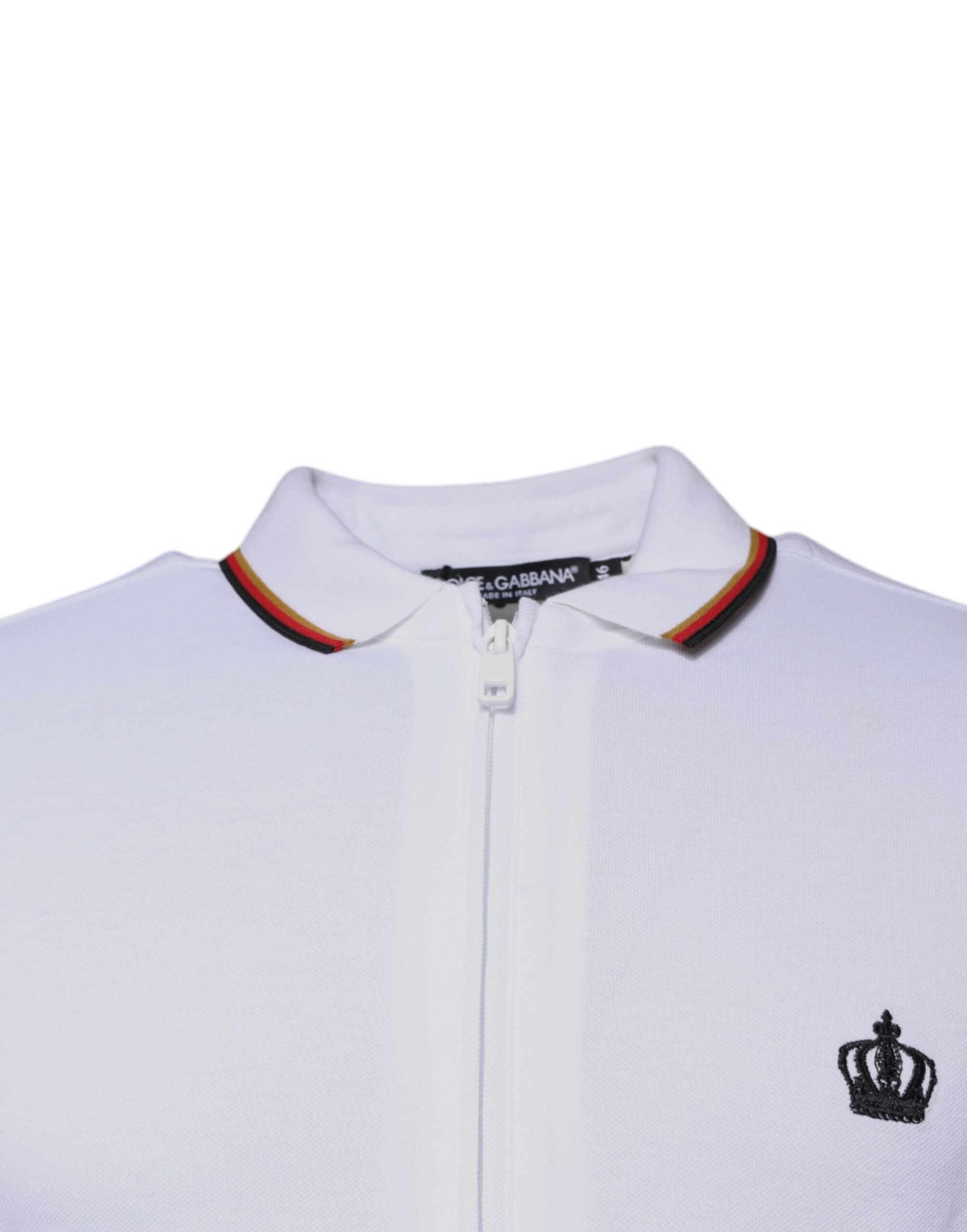 Dolce & Gabbana White Crown Men Full Zip Sweatshirt Men's Sweater