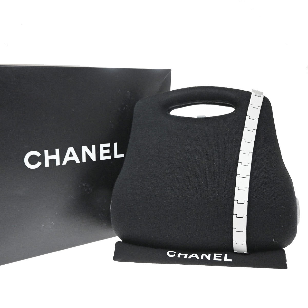 Chanel Millennium 2005 Jersey Black Canvas Handbag (Pre-Owned)