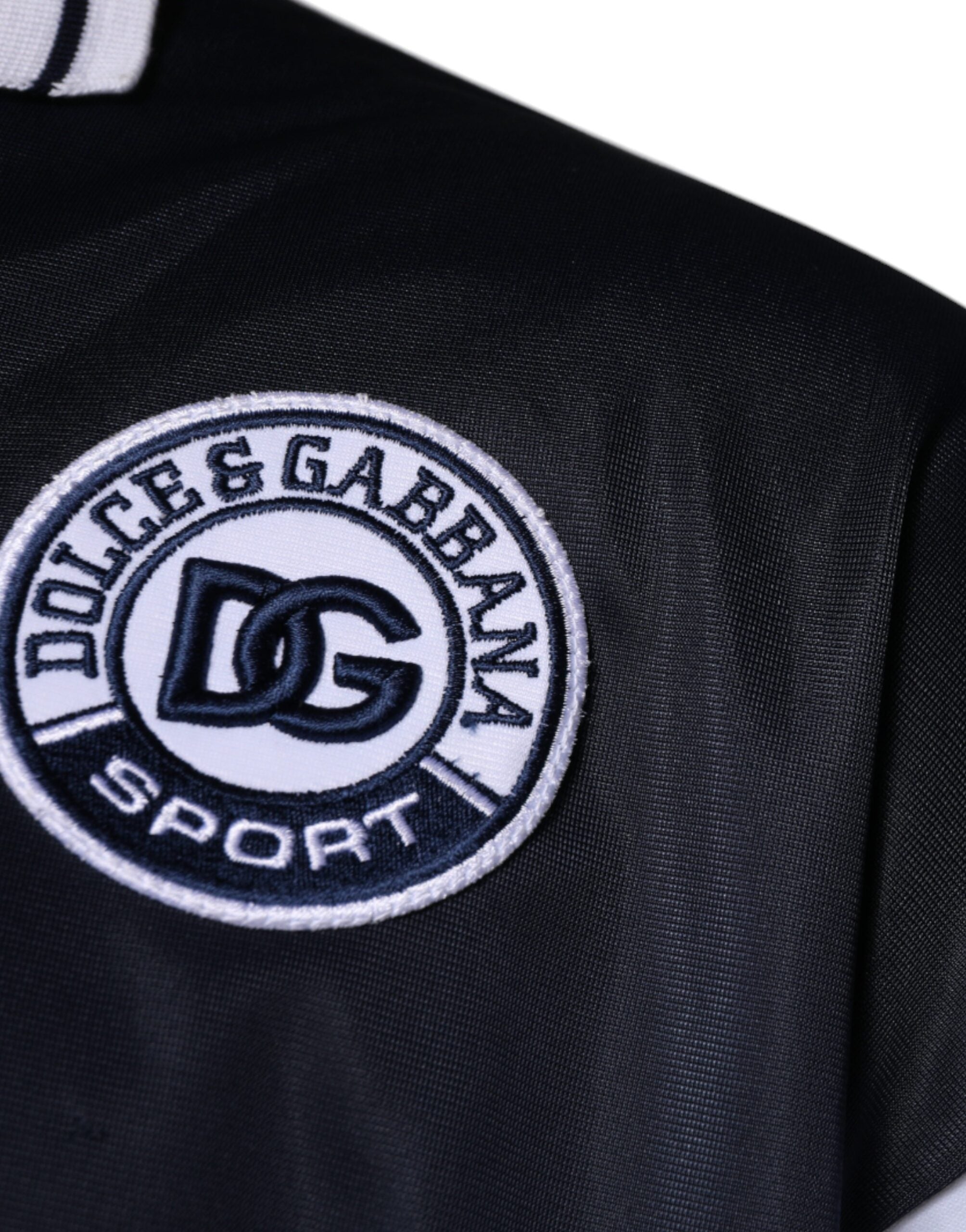 Dolce & Gabbana Blue Logo Jersey Collared Pullover Men's Sweater