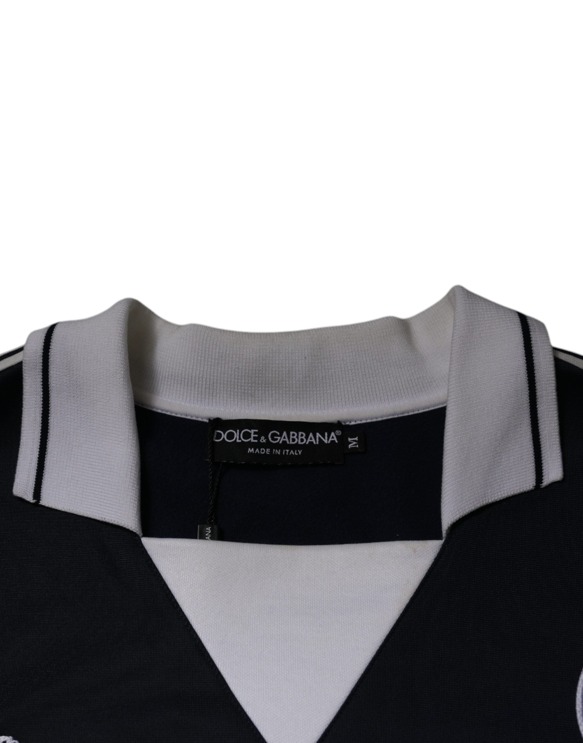 Dolce & Gabbana Blue Logo Jersey Collared Pullover Men's Sweater