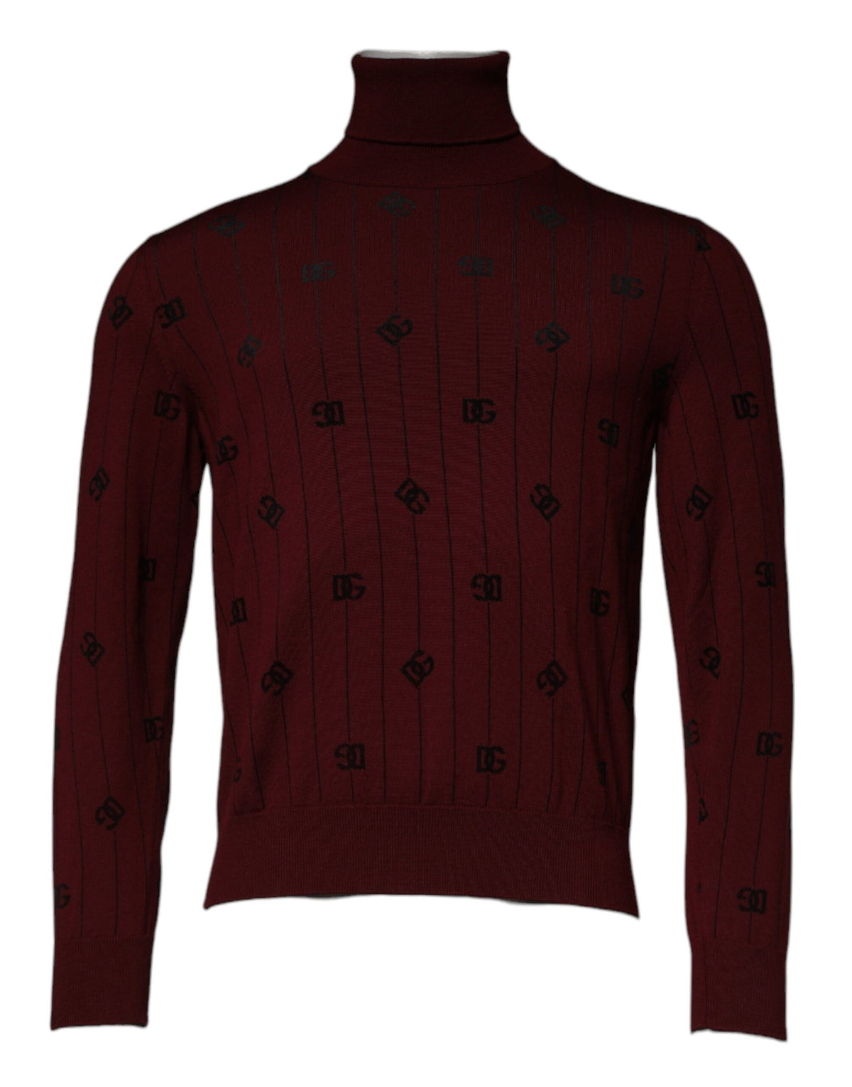 Dolce & Gabbana Maroon Monogram Turtleneck Pullover Men's Sweater