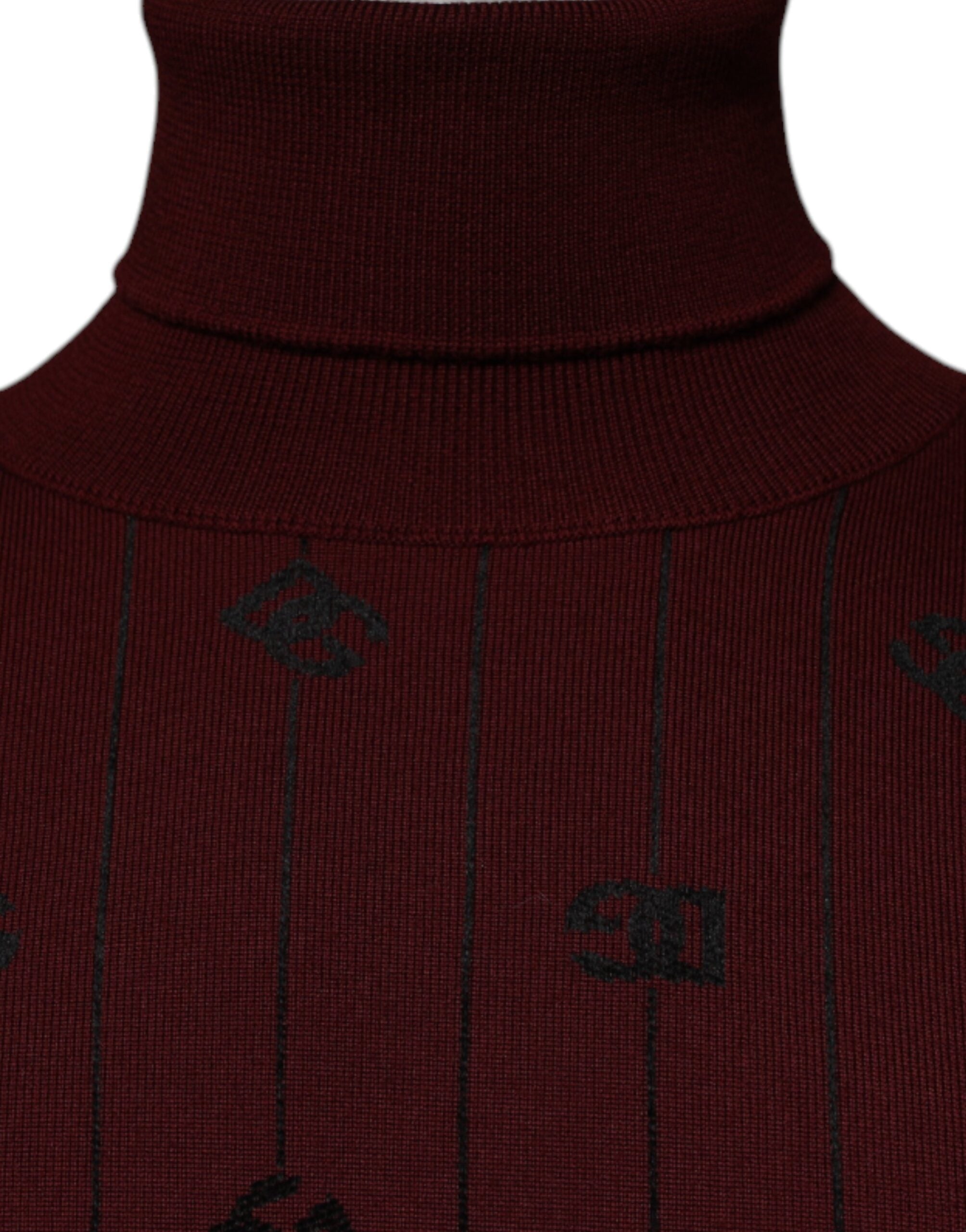 Dolce & Gabbana Maroon Monogram Turtleneck Pullover Men's Sweater