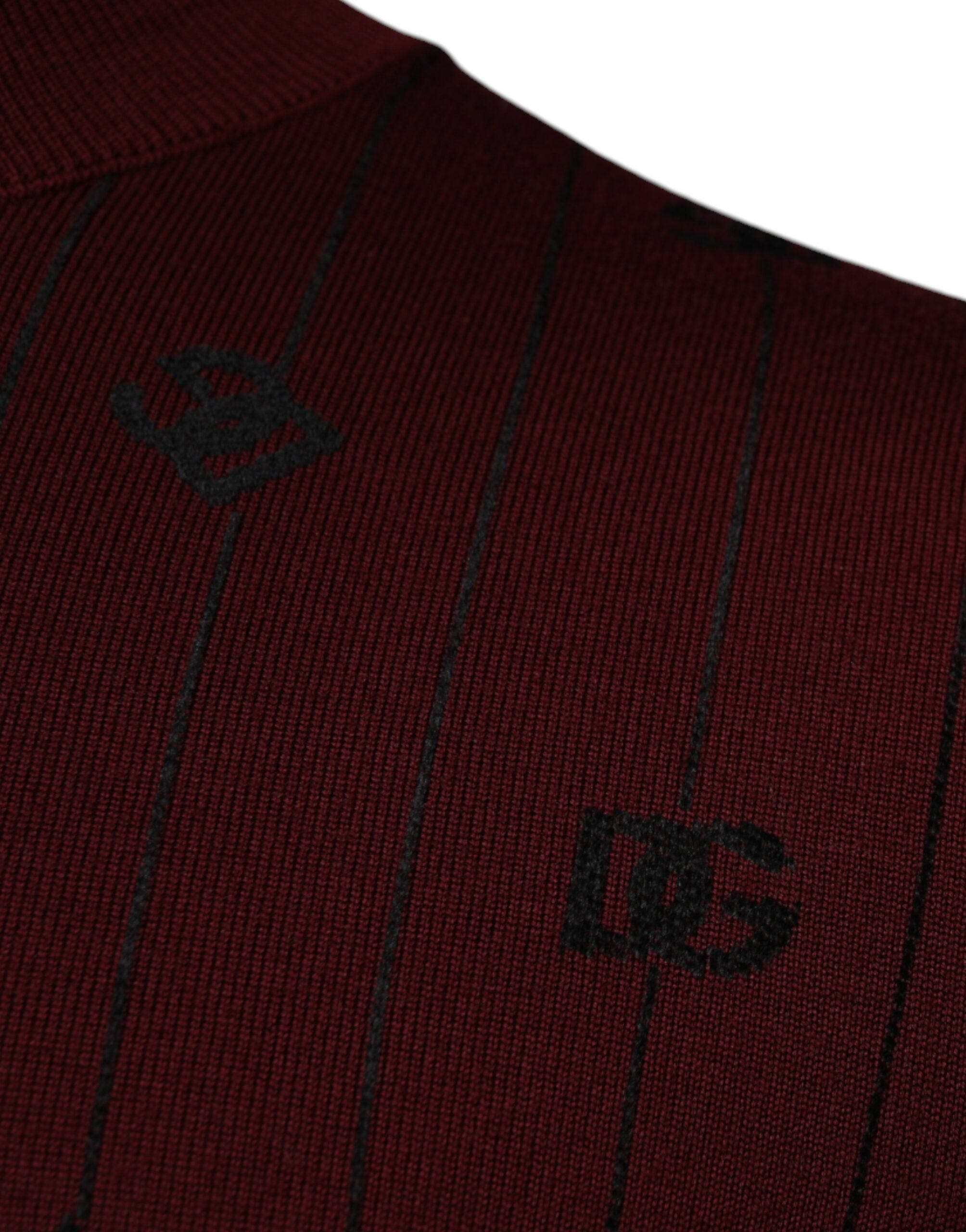 Dolce & Gabbana Maroon Monogram Turtleneck Pullover Men's Sweater