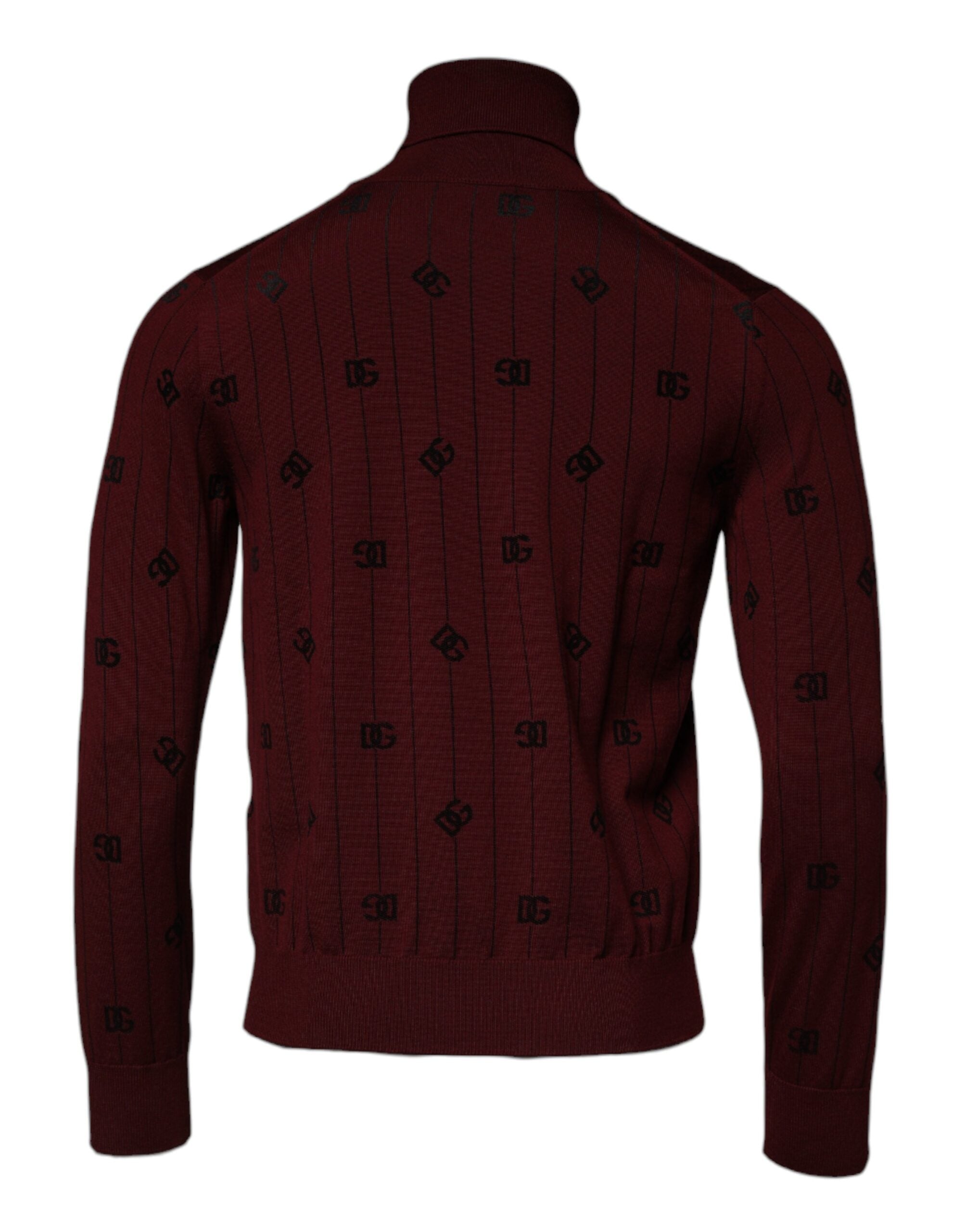 Dolce & Gabbana Maroon Monogram Turtleneck Pullover Men's Sweater