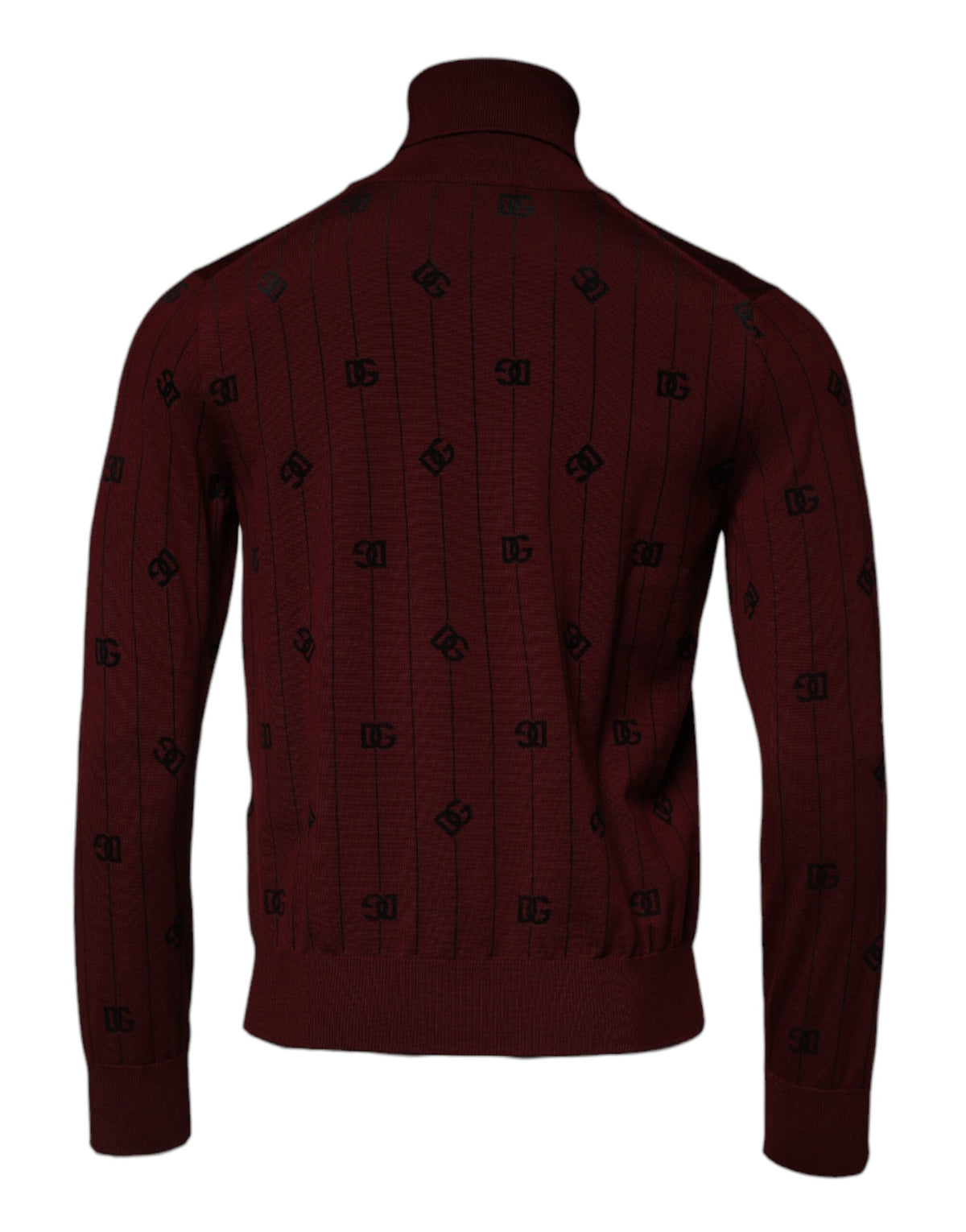 Dolce & Gabbana Maroon Monogram Turtleneck Pullover Men's Sweater