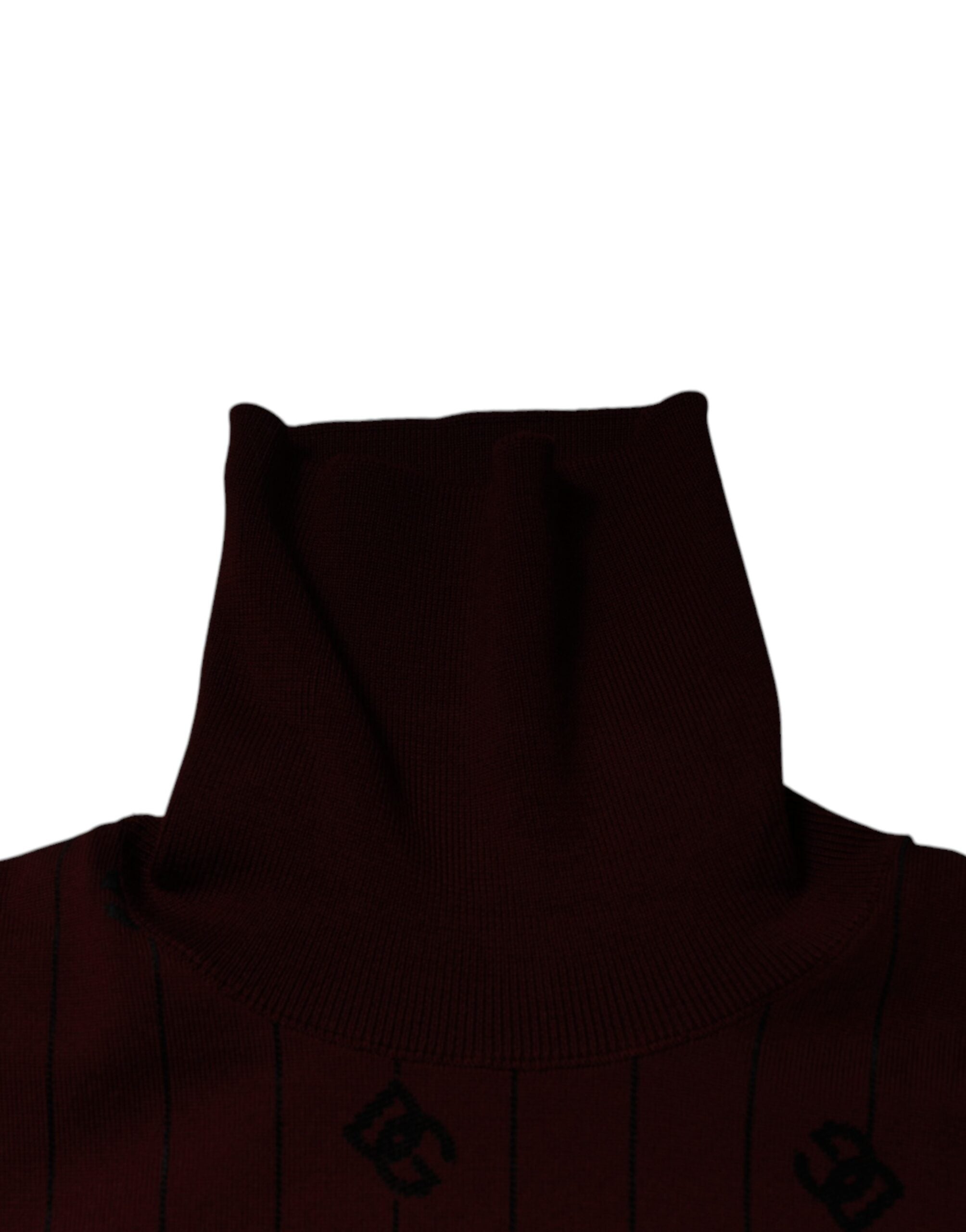 Dolce & Gabbana Maroon Monogram Turtleneck Pullover Men's Sweater