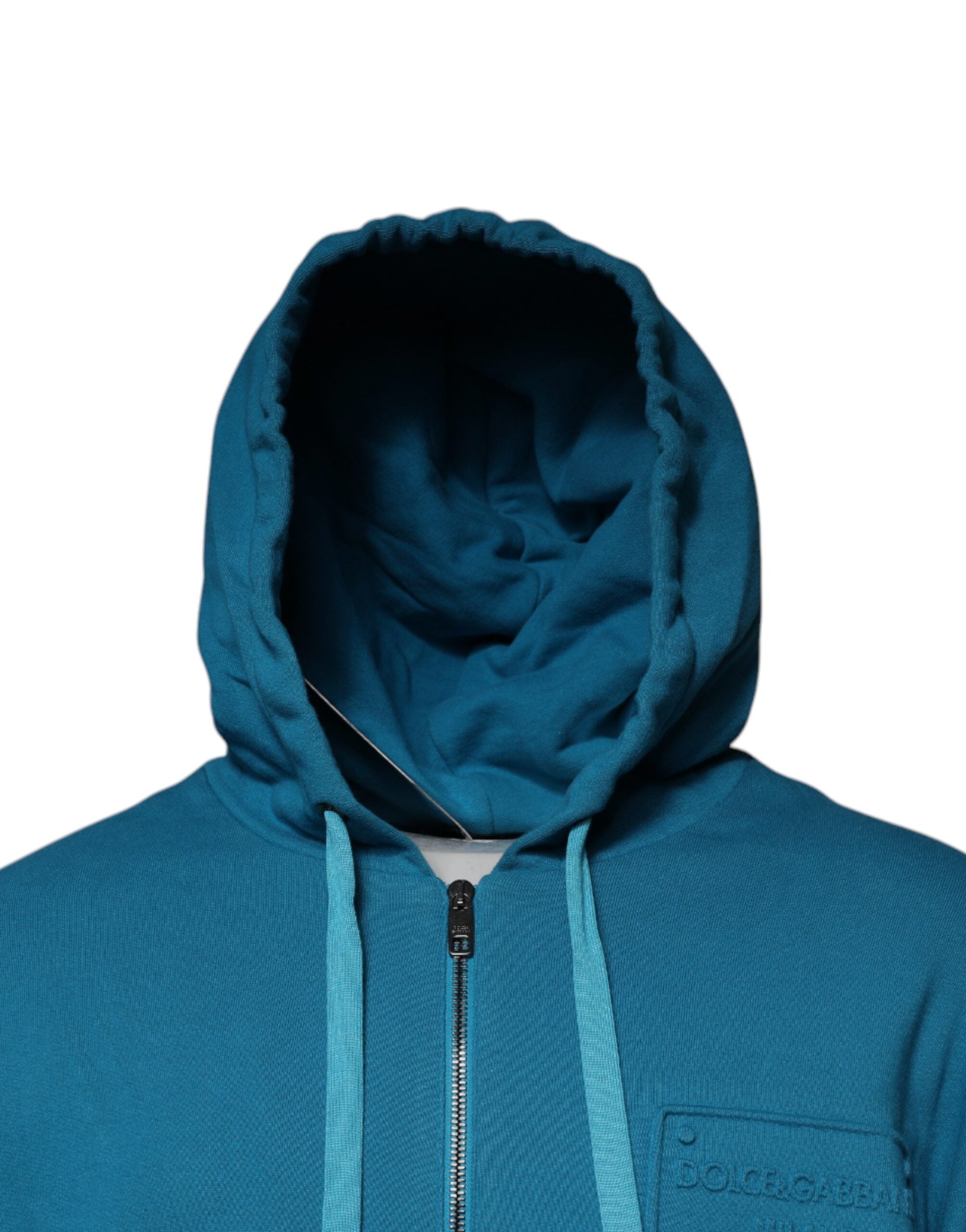 Dolce & Gabbana Blue Logo Cotton Hooded Sweatshirt Men's Sweater