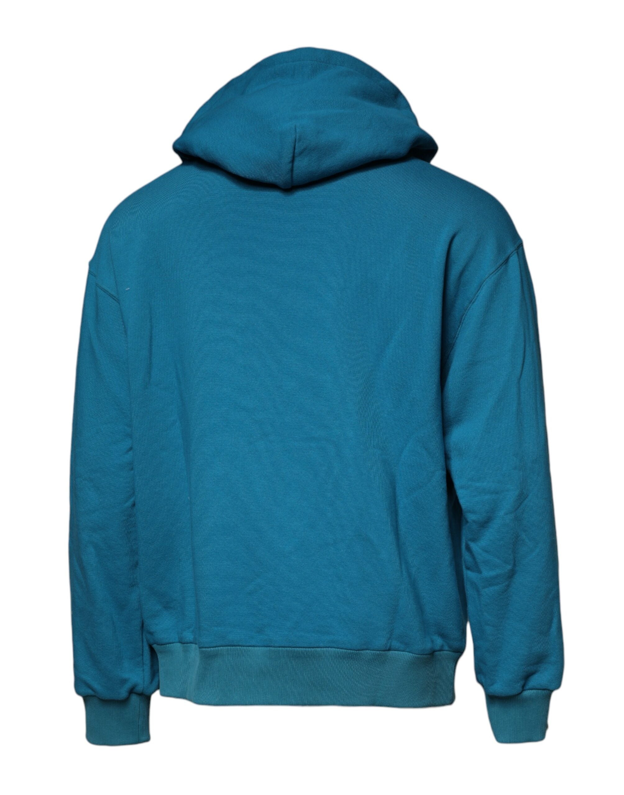 Dolce & Gabbana Blue Logo Cotton Hooded Sweatshirt Men's Sweater