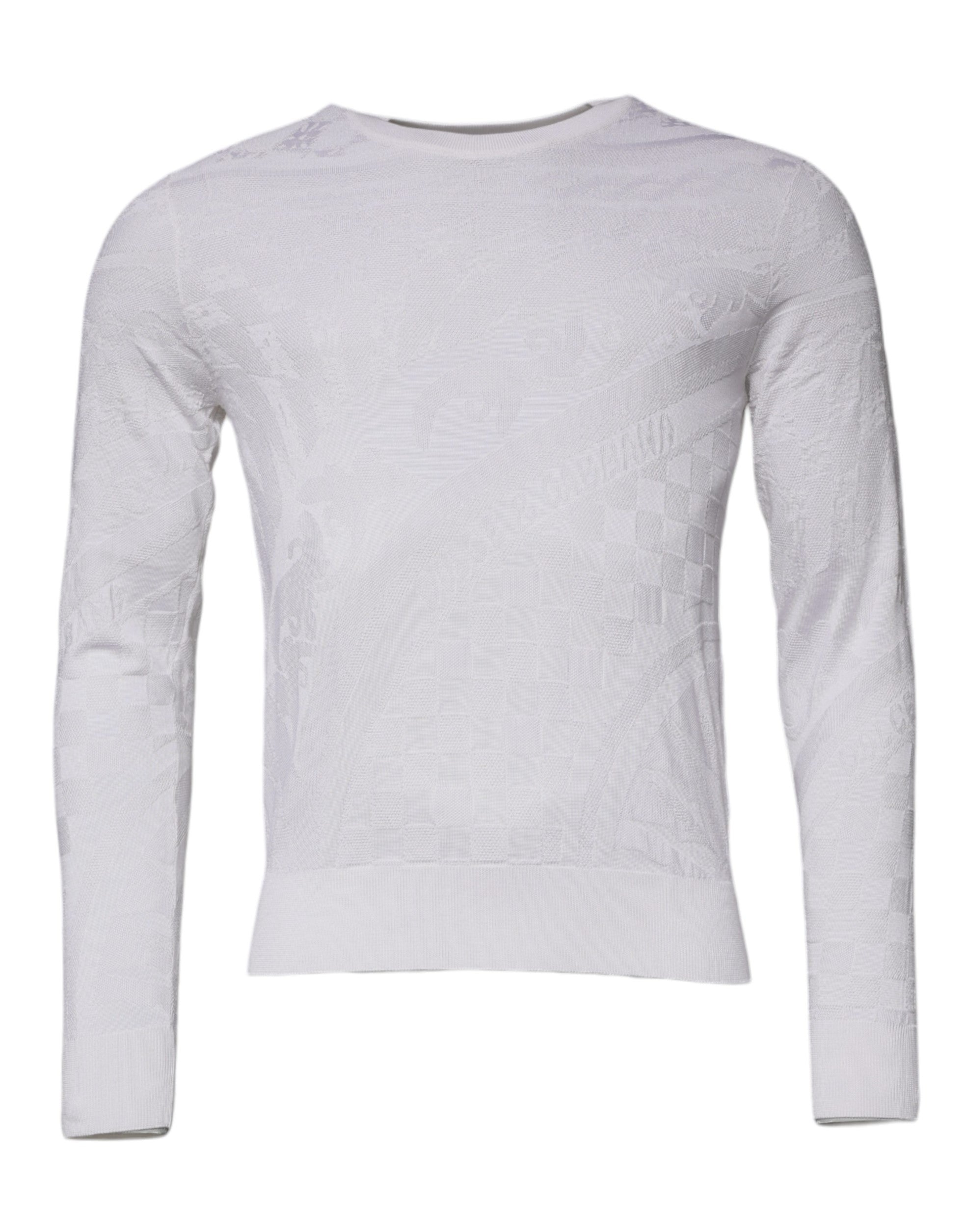 Dolce & Gabbana White Silk Crew Neck Men Pullover Men's Sweater