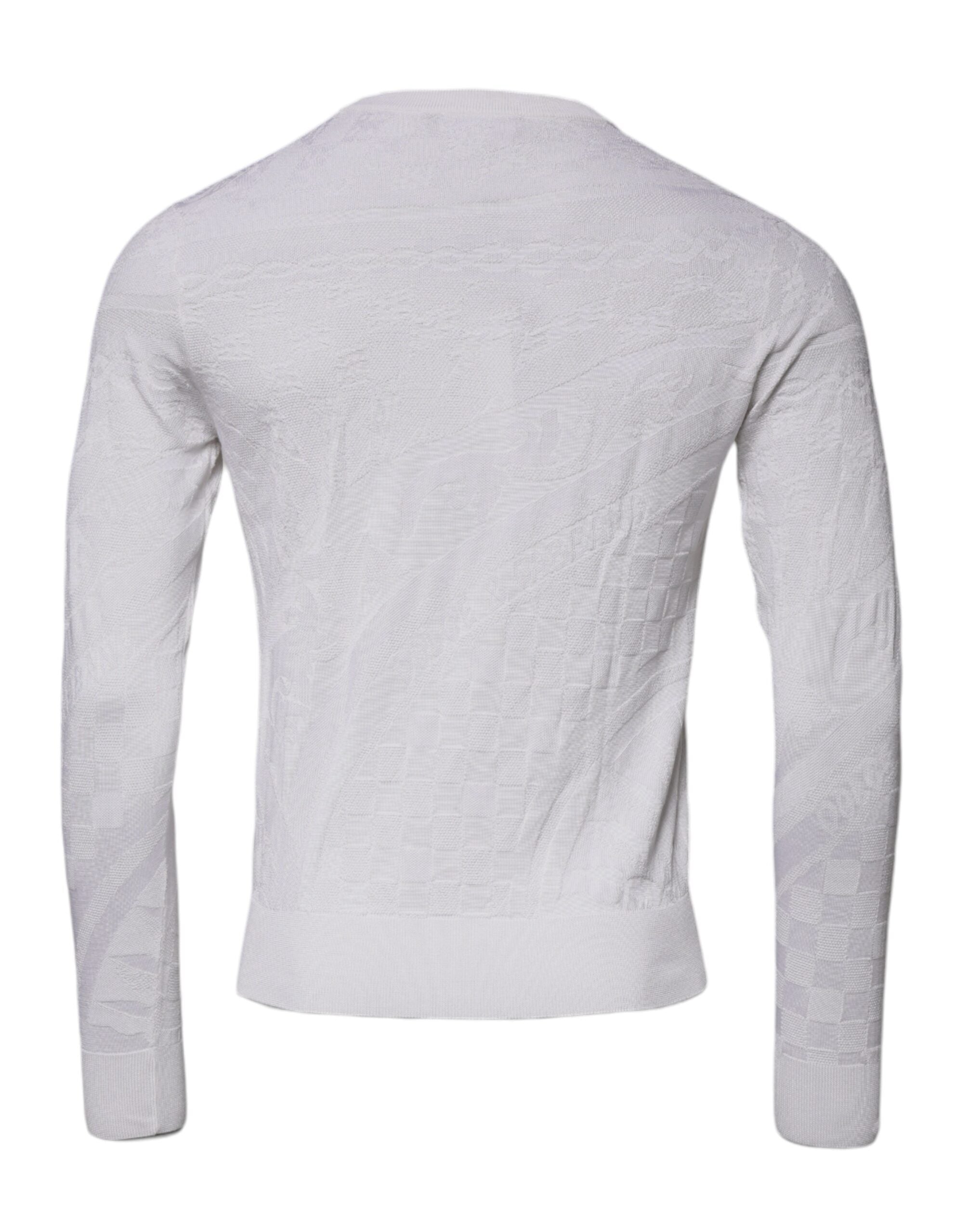 Dolce & Gabbana White Silk Crew Neck Men Pullover Men's Sweater