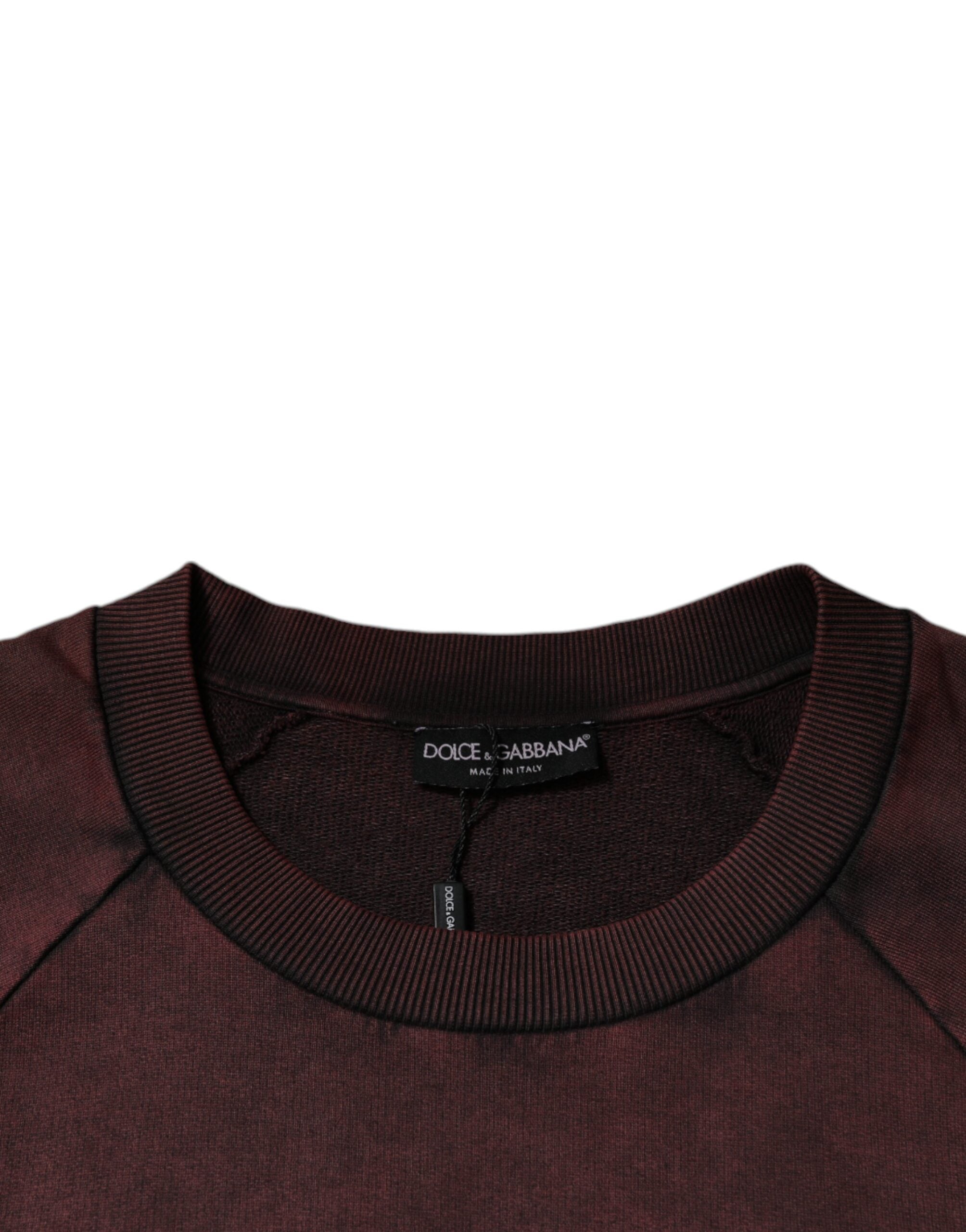 Dolce & Gabbana Brown Logo Cotton Crew Neck Pullover Men's Sweater