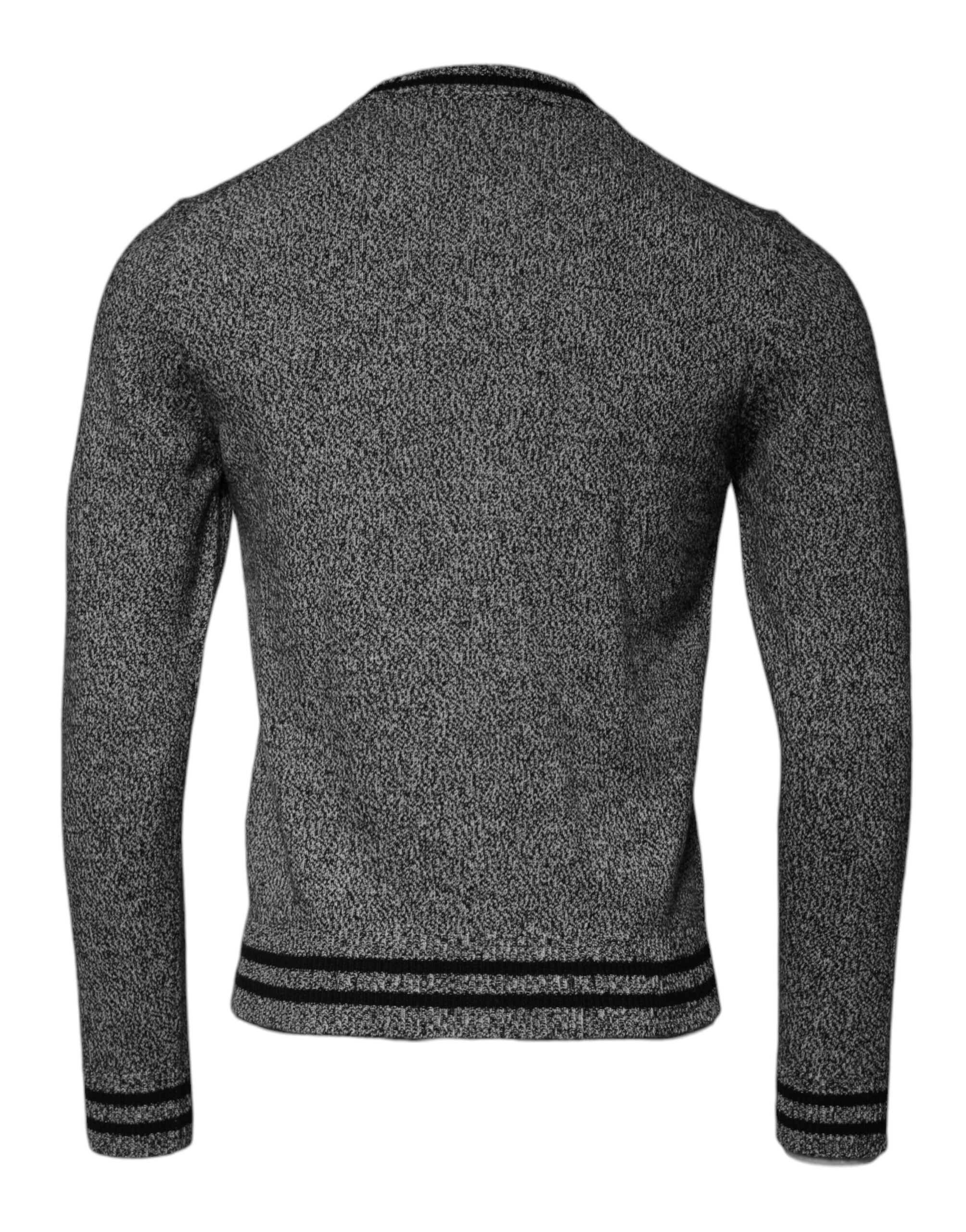 Dolce & Gabbana Gray Crown King Cashmere Pullover Men's Sweater