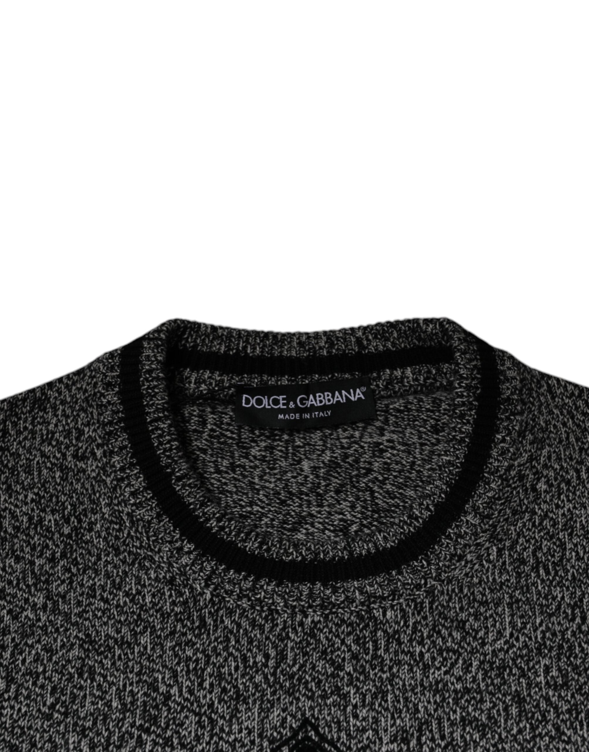 Dolce & Gabbana Gray Crown King Cashmere Pullover Men's Sweater