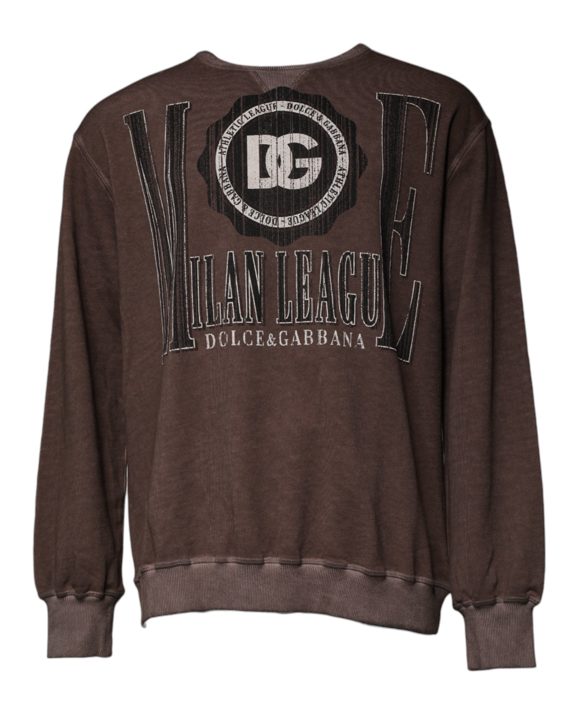 Dolce & Gabbana Brown Logo Print Crew Neck Pullover Men's Sweater