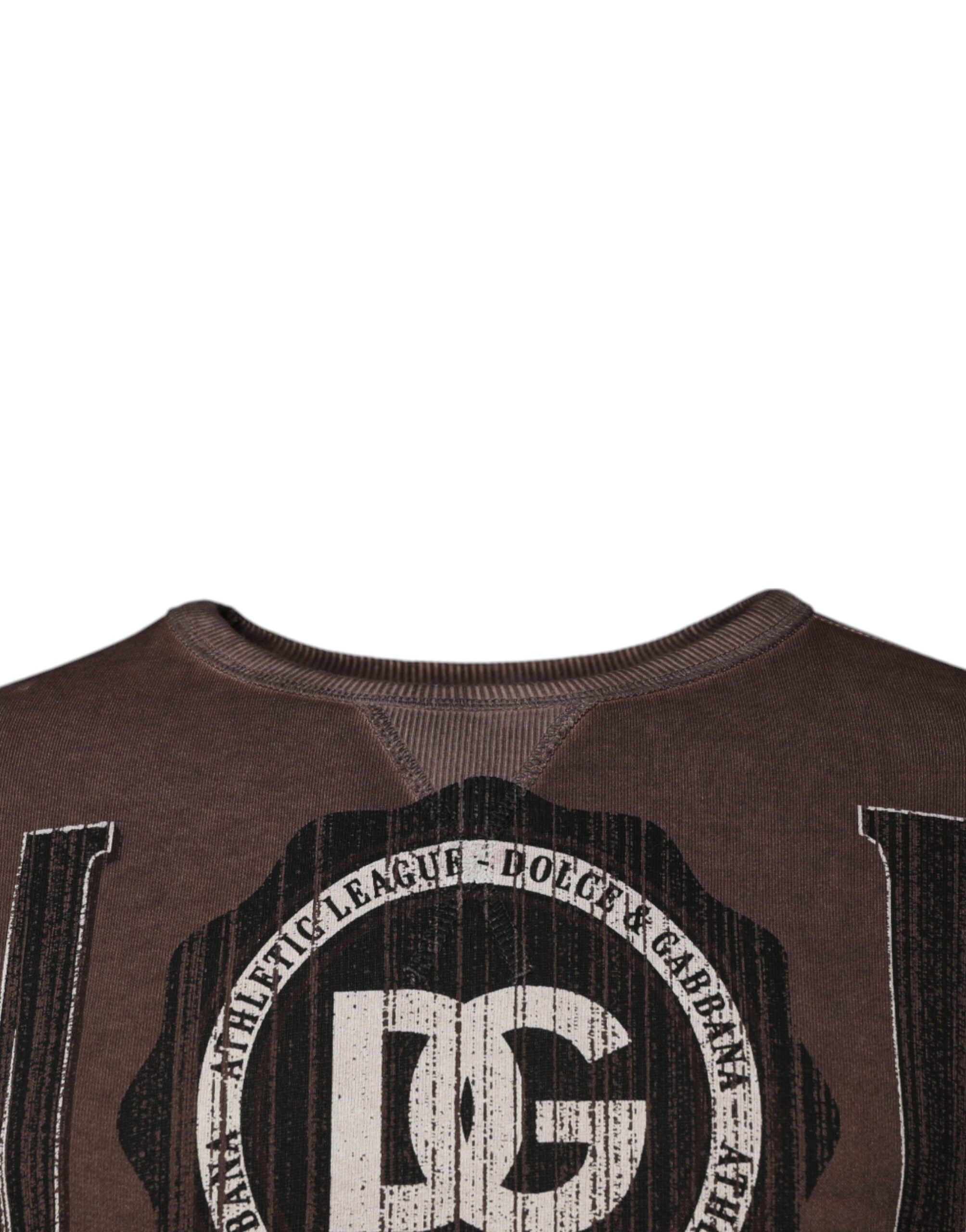 Dolce & Gabbana Brown Logo Print Crew Neck Pullover Men's Sweater