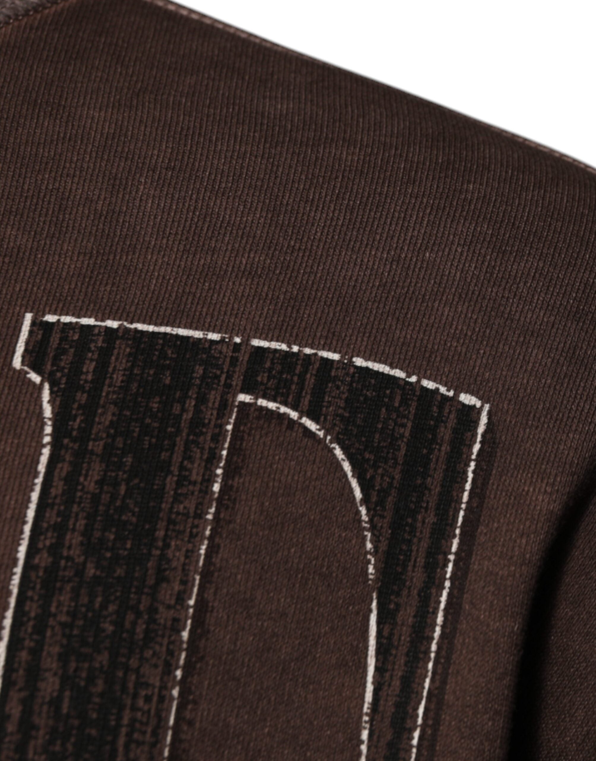 Dolce & Gabbana Brown Logo Print Crew Neck Pullover Men's Sweater