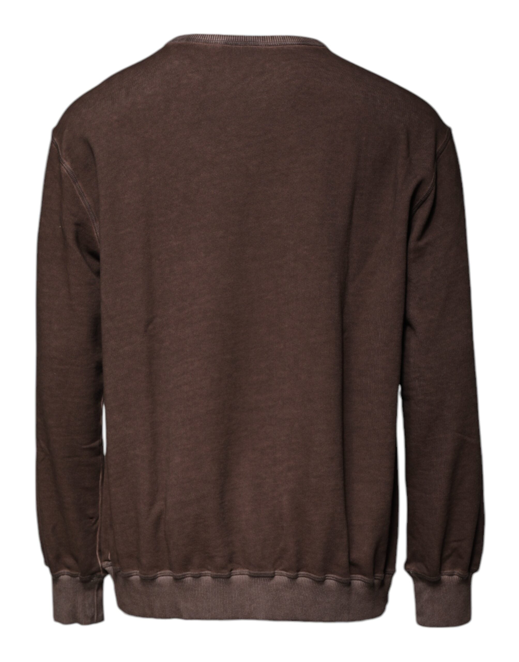 Dolce & Gabbana Brown Logo Print Crew Neck Pullover Men's Sweater