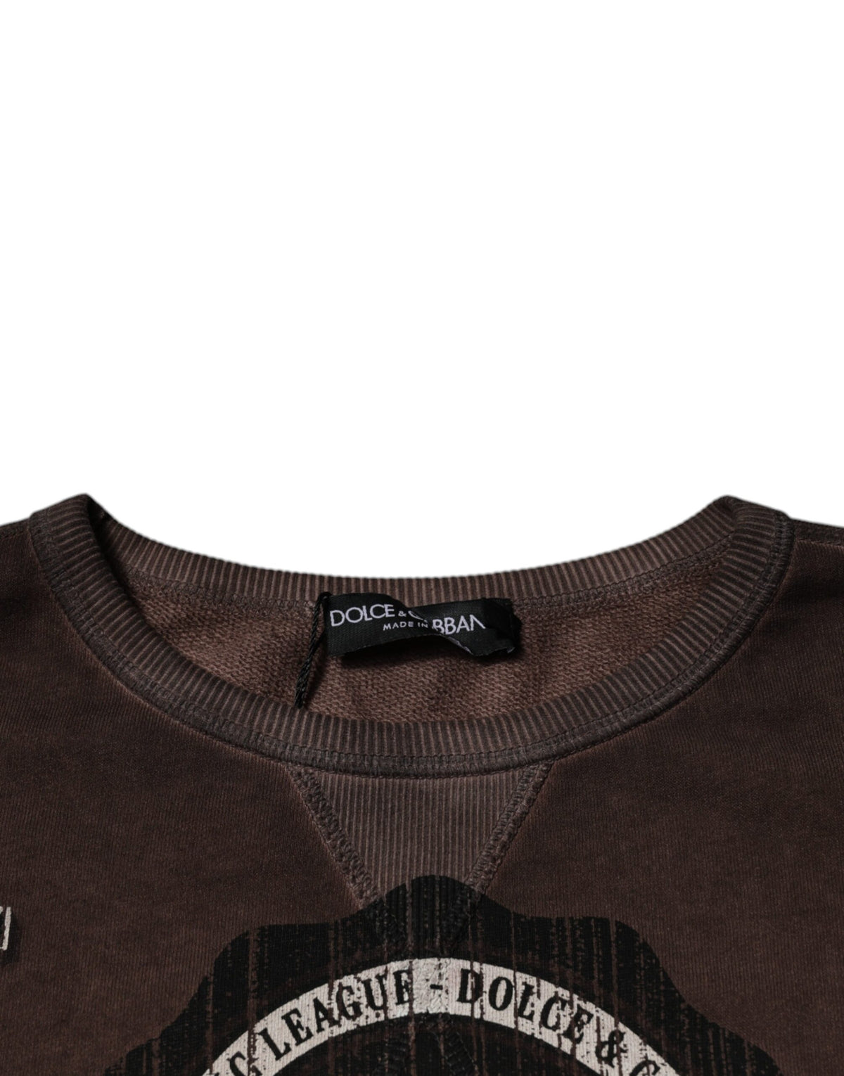 Dolce & Gabbana Brown Logo Print Crew Neck Pullover Men's Sweater