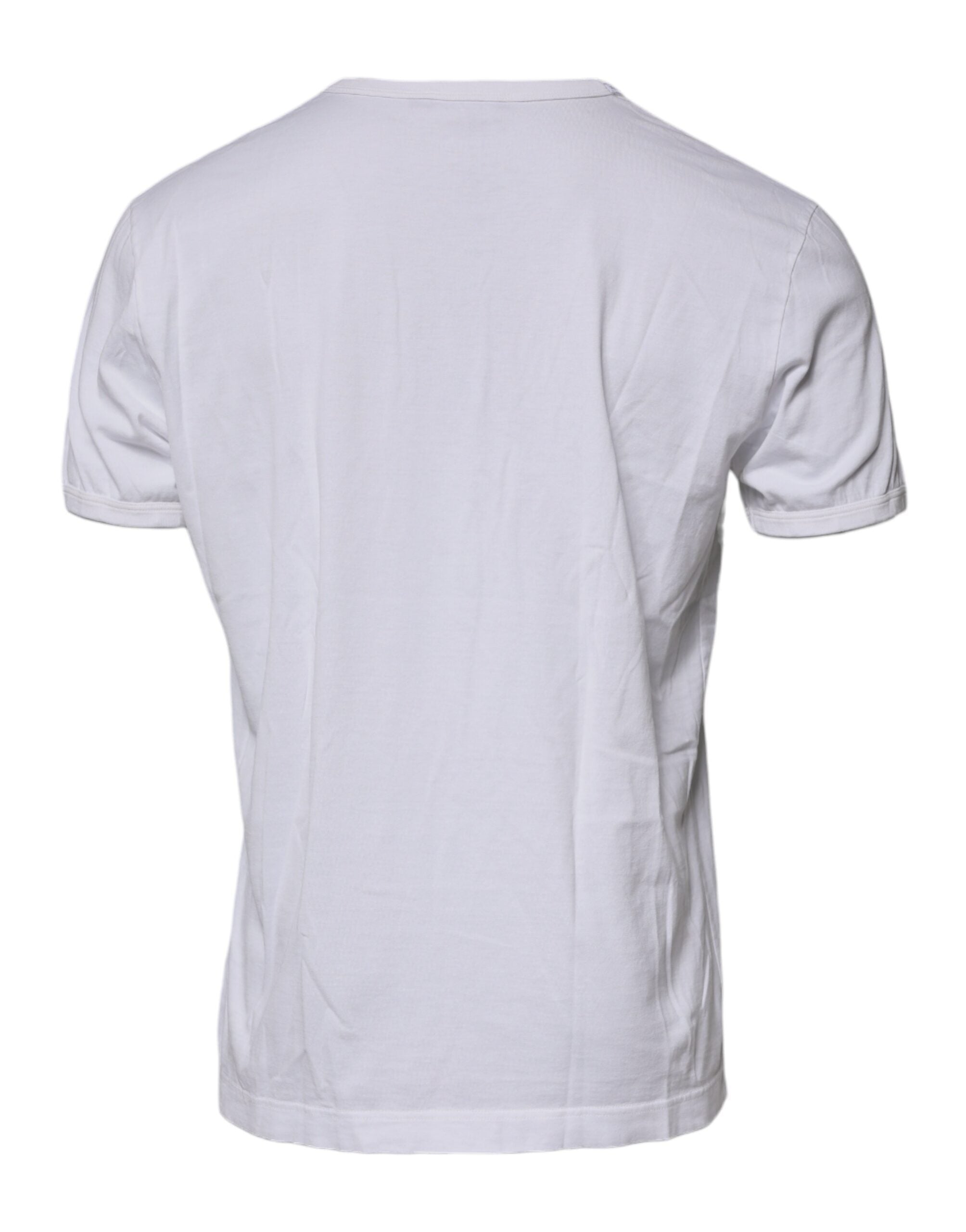 Dolce & Gabbana White Logo Embossed Cotton Crewneck Men's T-shirt (Pre-Owned)