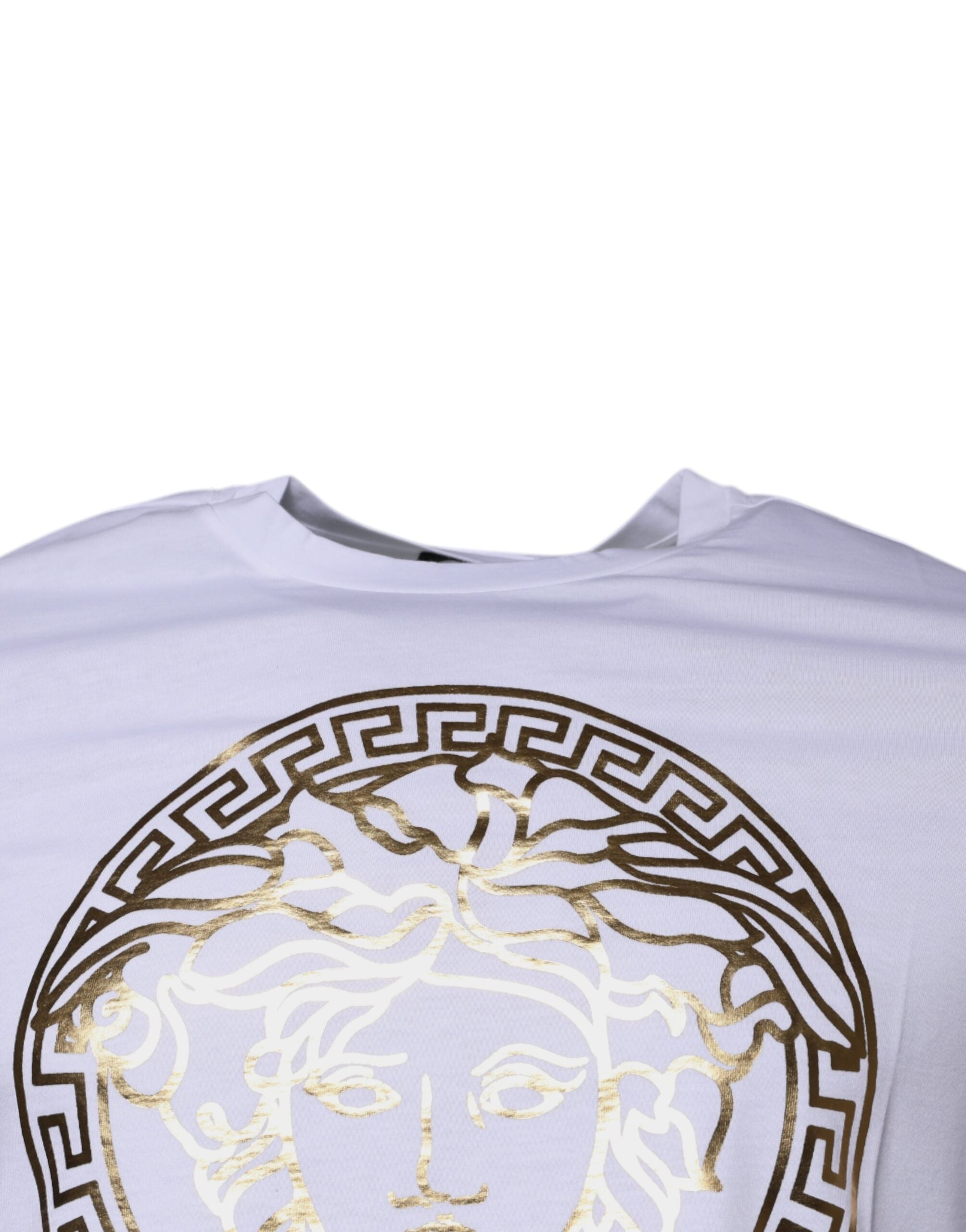 Versace White Medusa Print Cotton Crew Neck Men's T-shirt