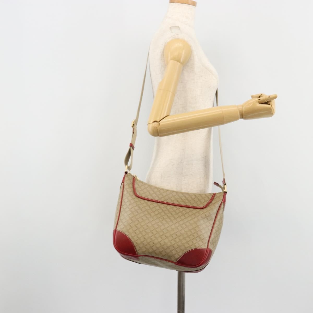 Celine Macadam Shoulder Pvc Leather Beige Canvas Shoulder Bag Bag (Pre-Owned)