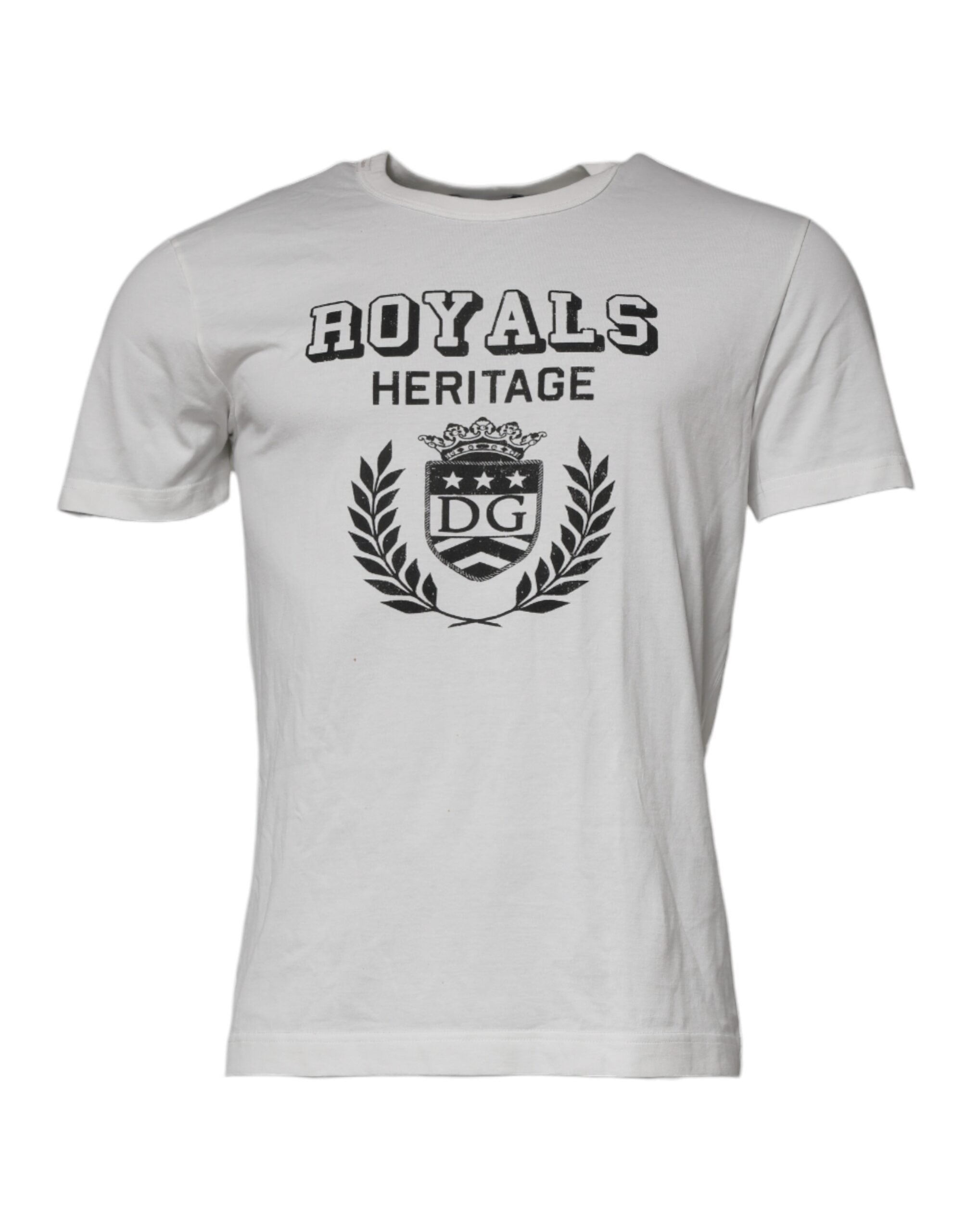Dolce & Gabbana White Royals Heritage Cotton Men's T-shirt (Pre-Owned)