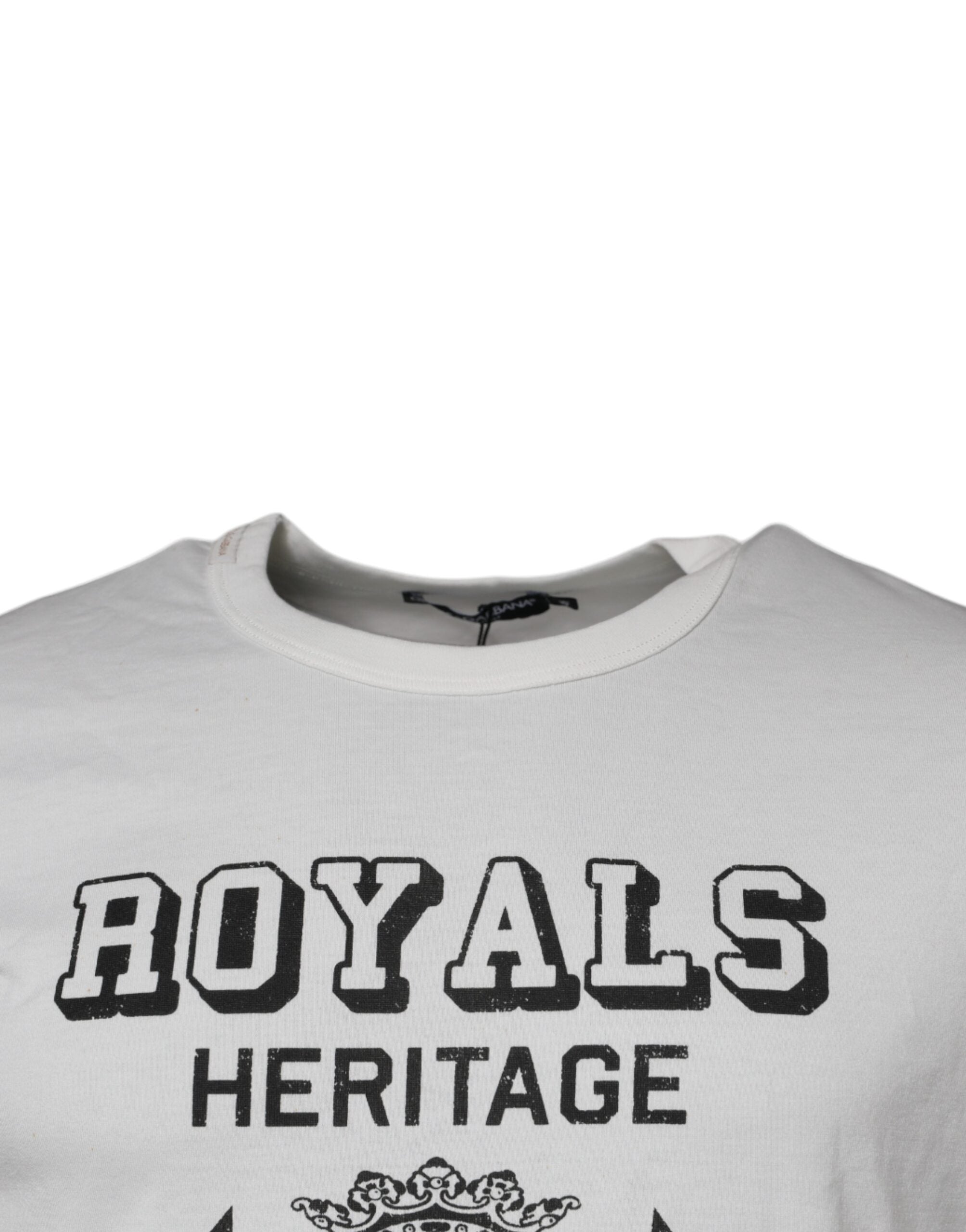 Dolce & Gabbana White Royals Heritage Cotton Men's T-shirt (Pre-Owned)