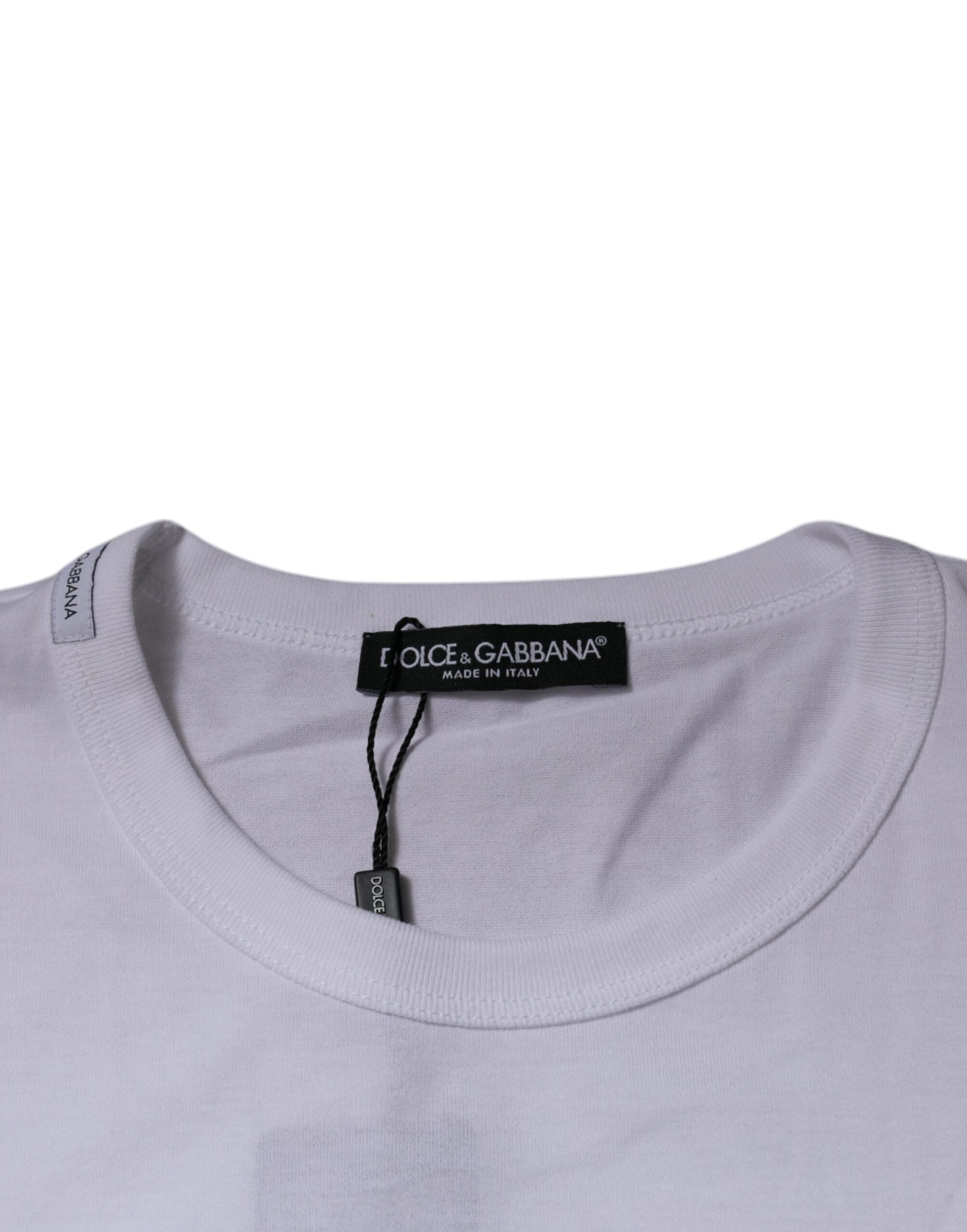 Dolce & Gabbana White Panda King Cotton Crew Neck Men's T-shirt (Pre-Owned)