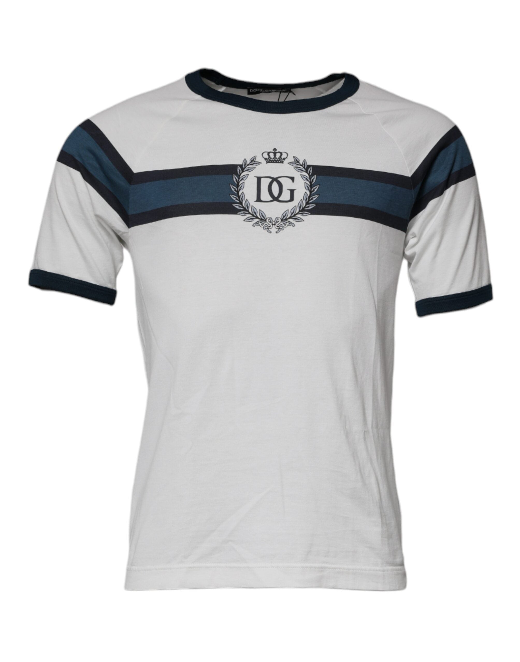 Dolce & Gabbana White DG Crown Cotton Crew Neck Men's T-shirt (Pre-Owned)