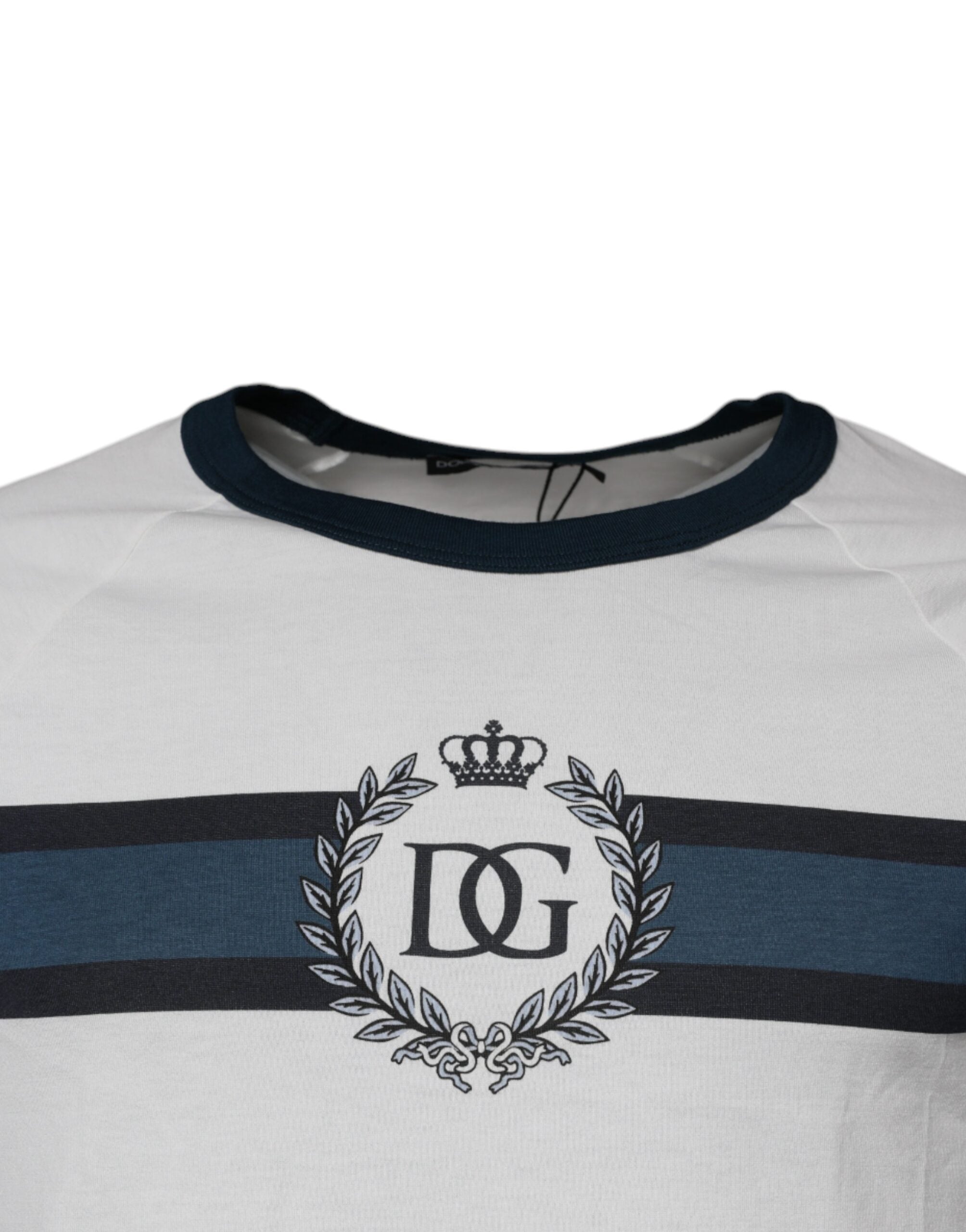 Dolce & Gabbana White DG Crown Cotton Crew Neck Men's T-shirt (Pre-Owned)