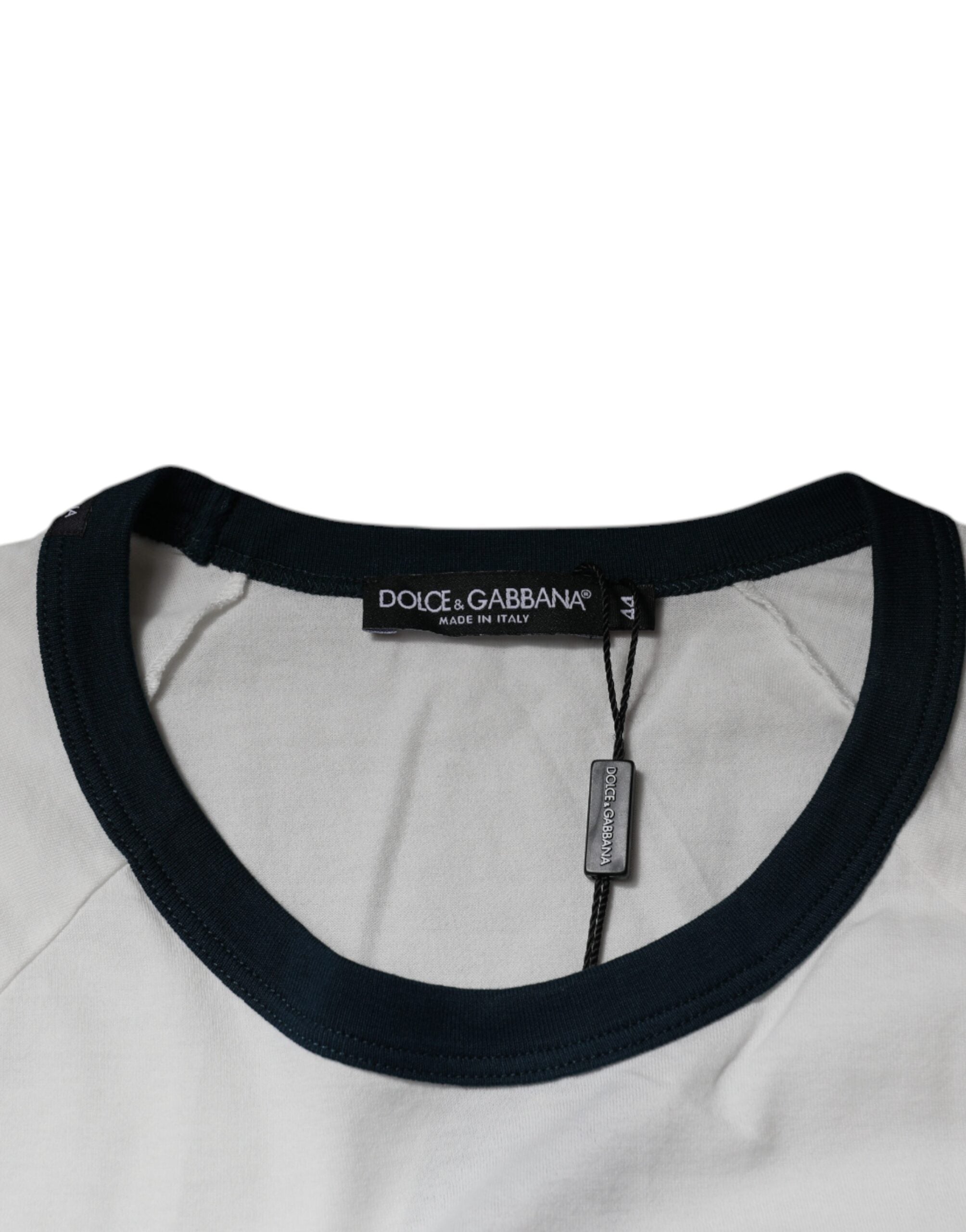 Dolce & Gabbana White DG Crown Cotton Crew Neck Men's T-shirt (Pre-Owned)