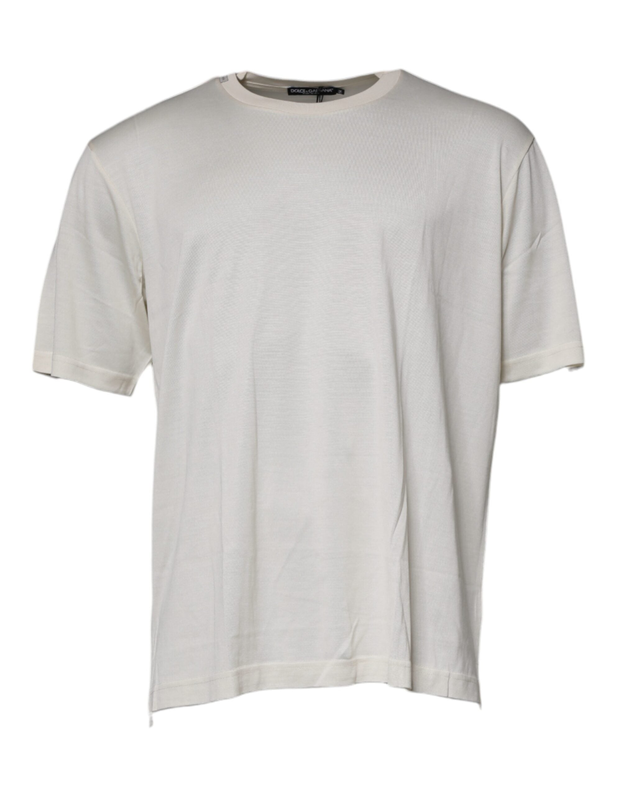 Dolce & Gabbana Off White Silk CrewNeck Short Sleeve Men's T-shirt (Pre-Owned)