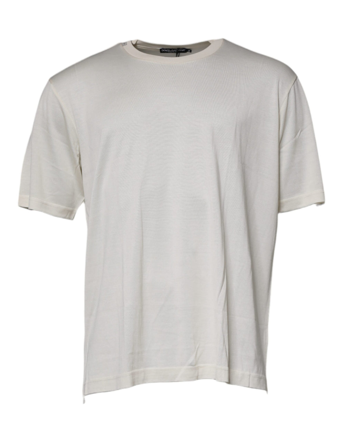 Dolce & Gabbana Off White Silk CrewNeck Short Sleeve Men's T-shirt (Pre-Owned)