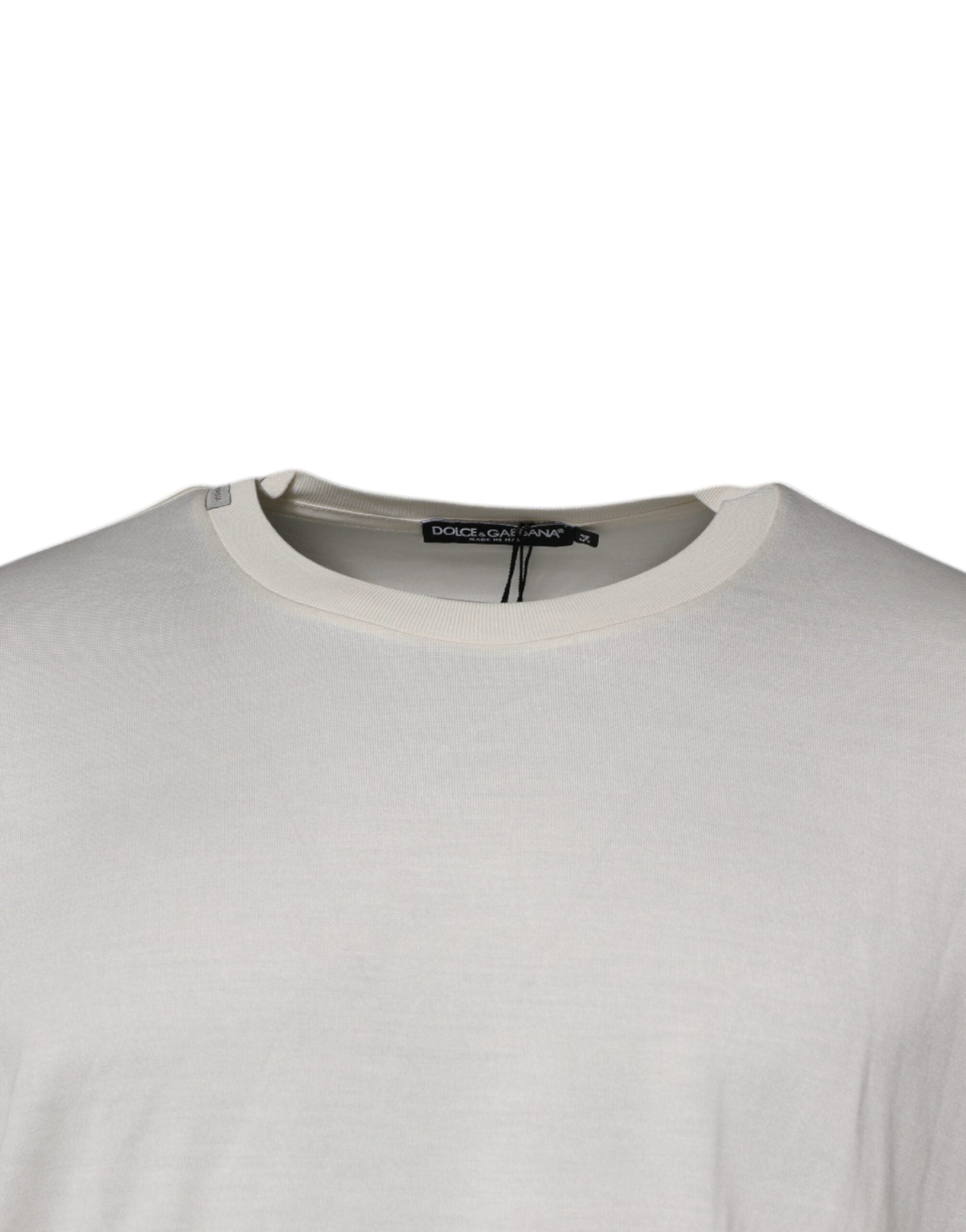 Dolce & Gabbana Off White Silk CrewNeck Short Sleeve Men's T-shirt (Pre-Owned)