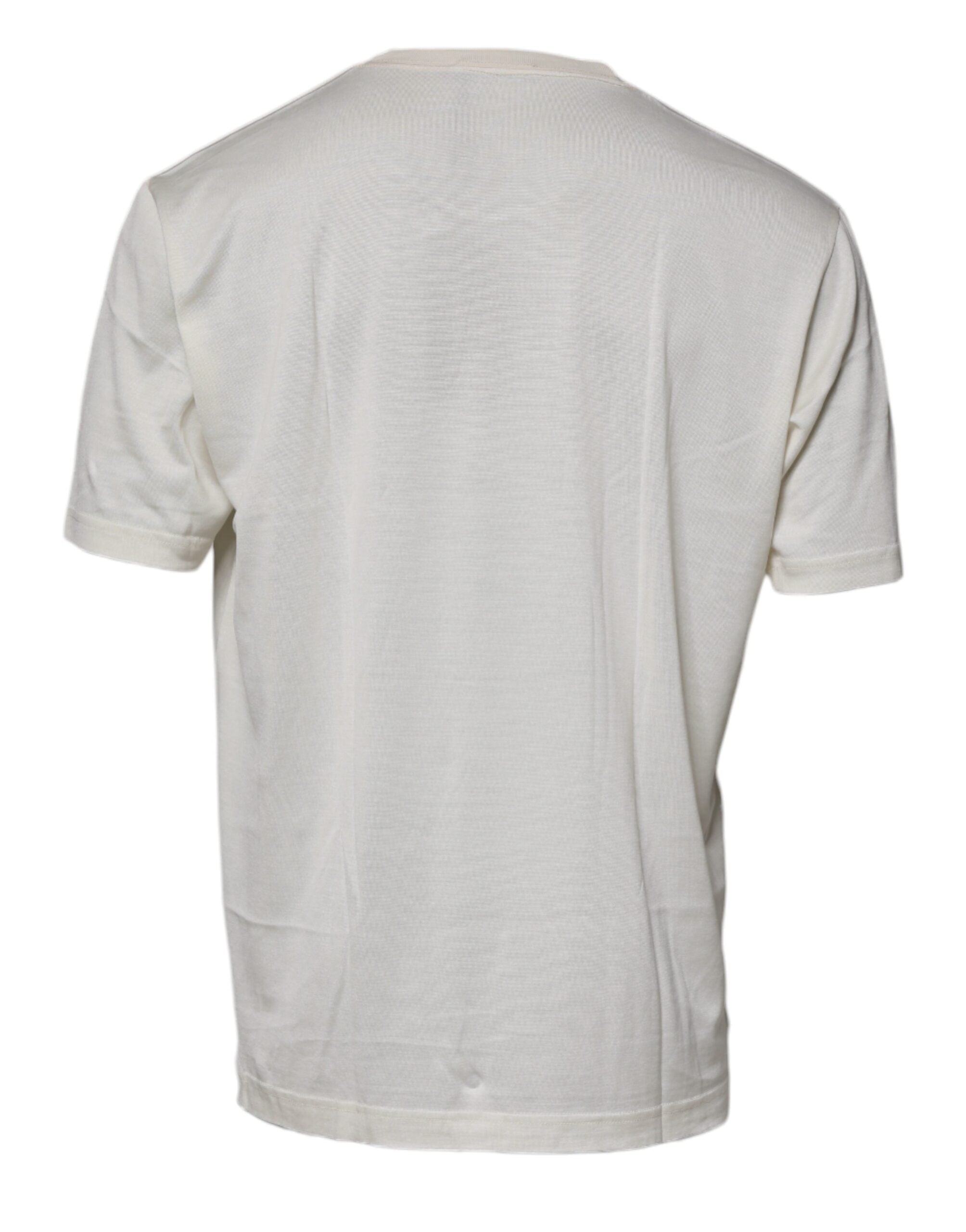 Dolce & Gabbana Off White Silk CrewNeck Short Sleeve Men's T-shirt (Pre-Owned)