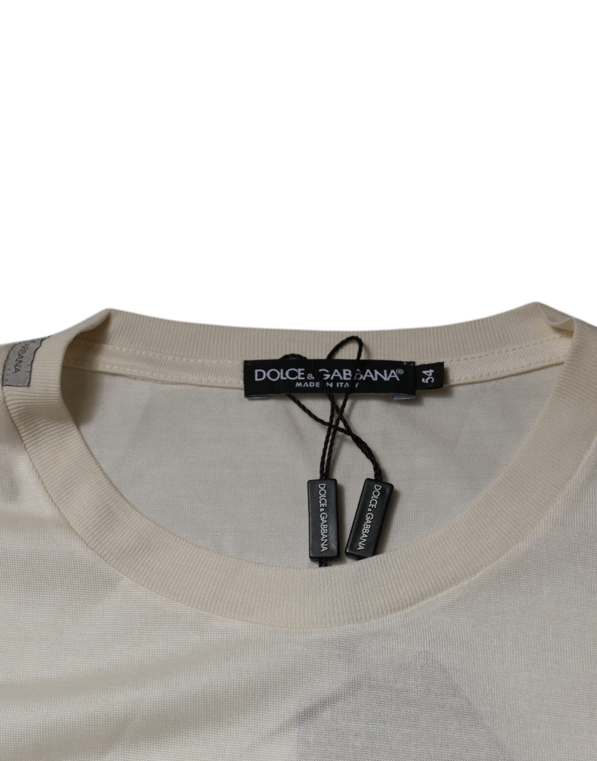 Dolce & Gabbana Off White Silk CrewNeck Short Sleeve Men's T-shirt (Pre-Owned)