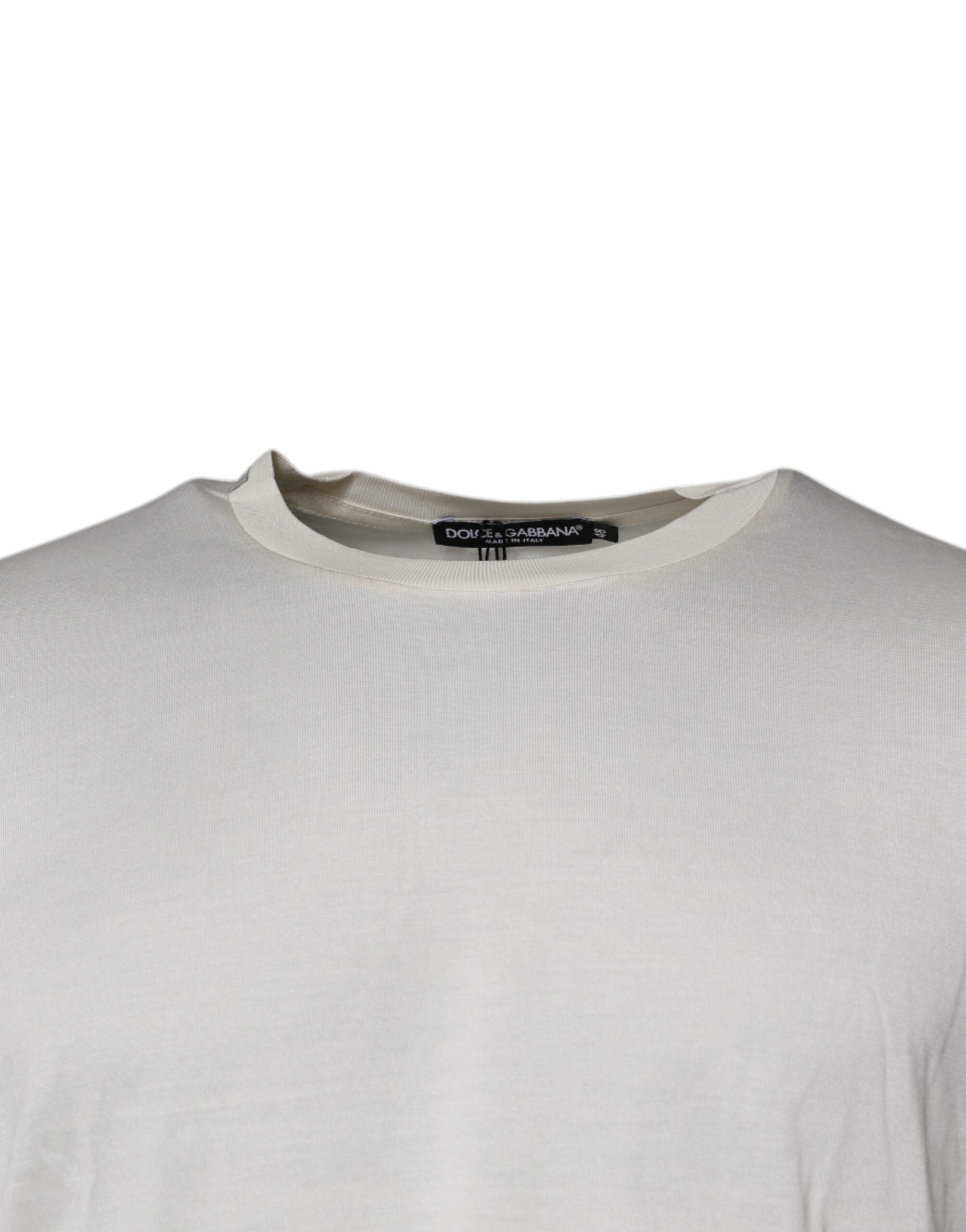Dolce & Gabbana Off White Silk Crew Neck Short Sleeve Men's T-shirt (Pre-Owned)