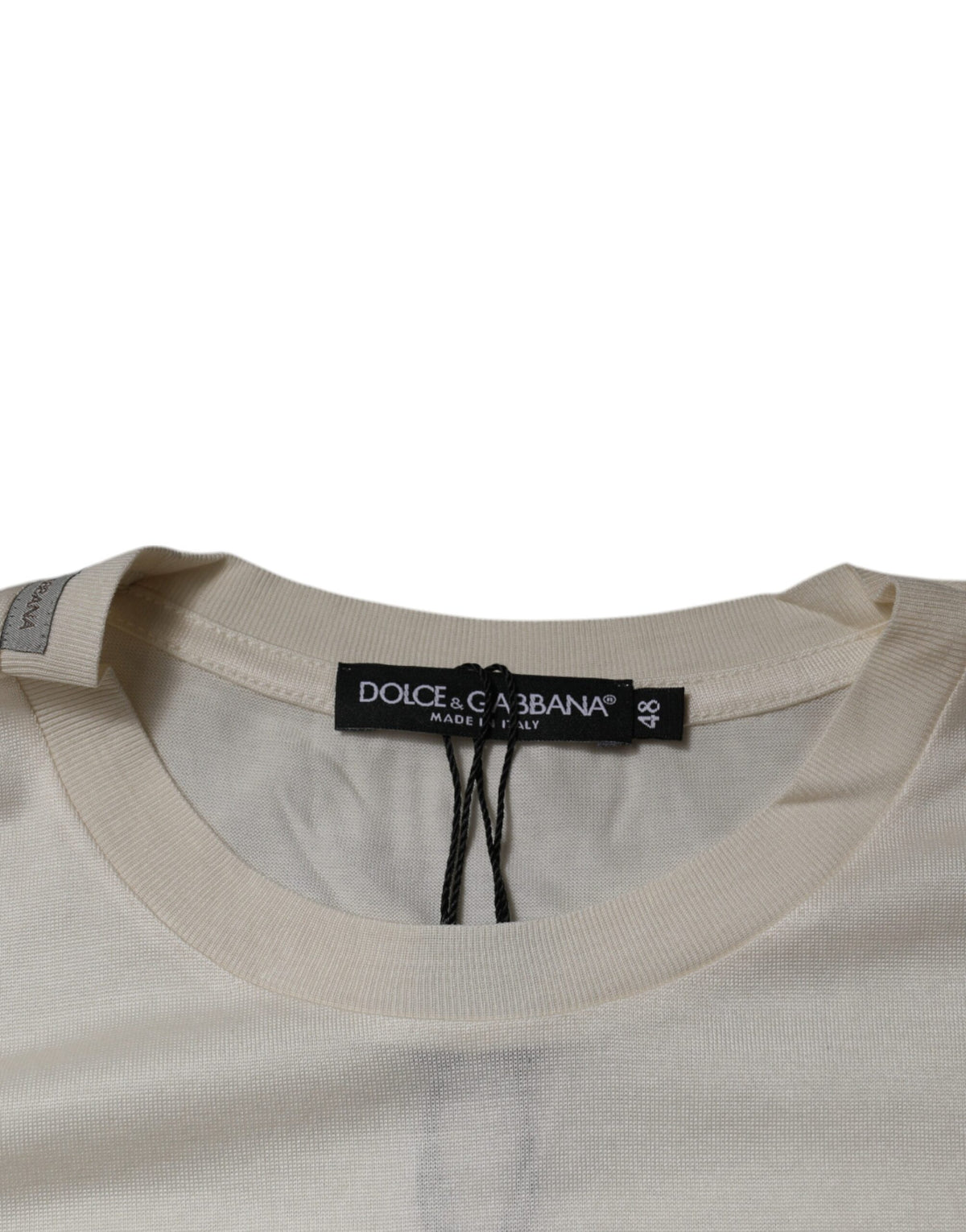Dolce & Gabbana Off White Silk Crew Neck Short Sleeve Men's T-shirt (Pre-Owned)