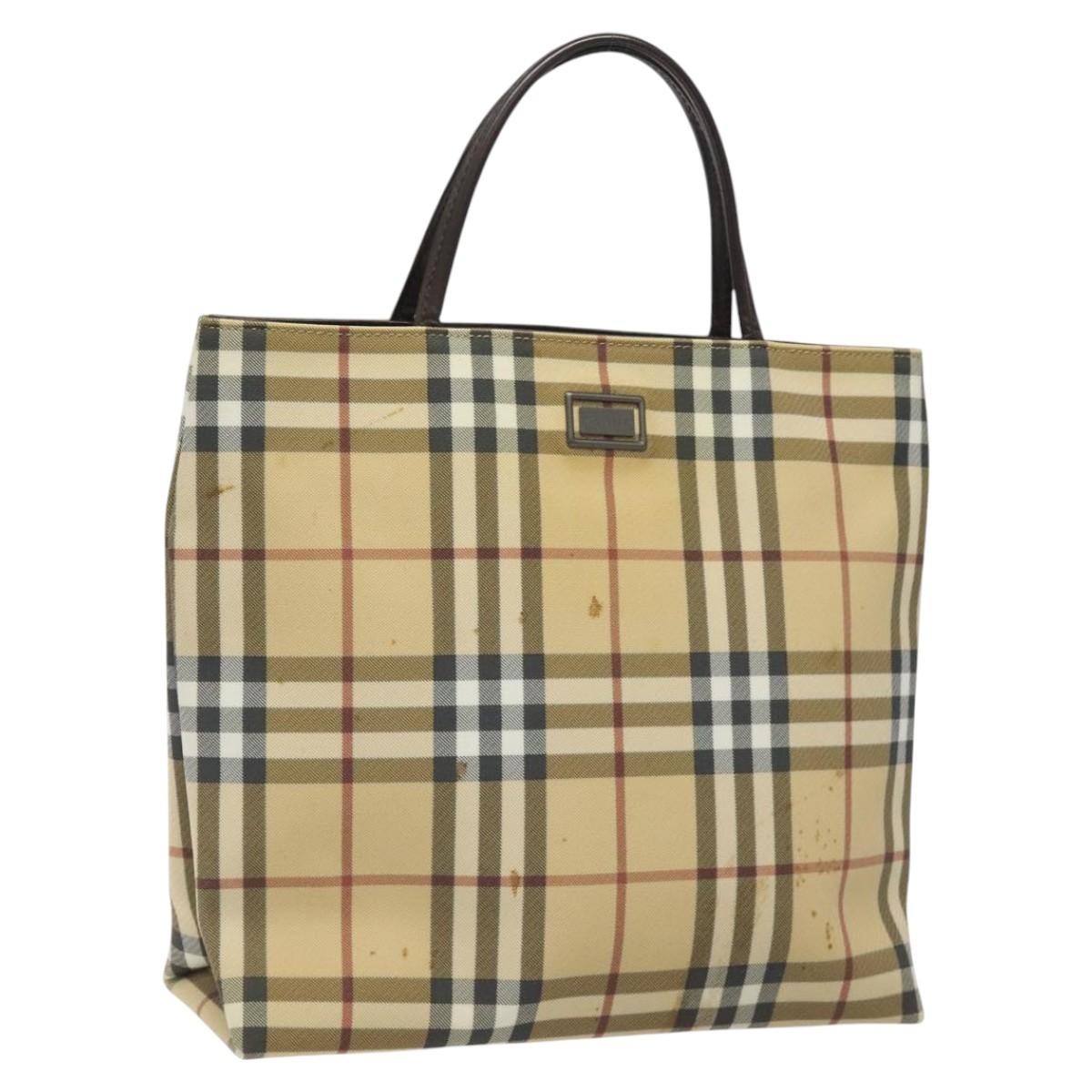 Burberry Nova Check Nova Check Canvas Beige Canvas Handbag (Pre-Owned)