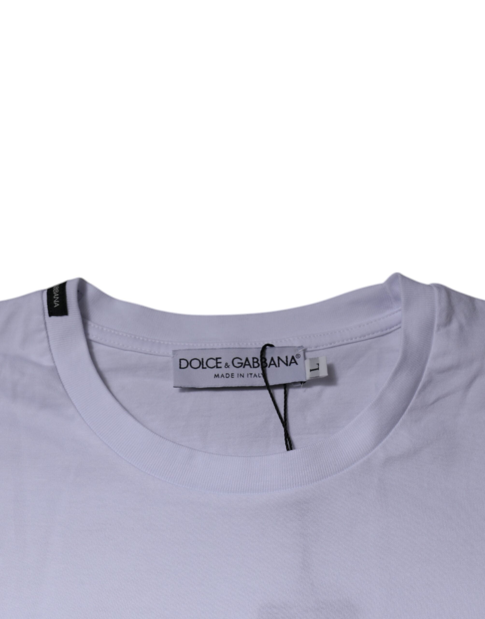 Dolce & Gabbana White Red Leopard Cotton Crew Neck Men's T-shirt