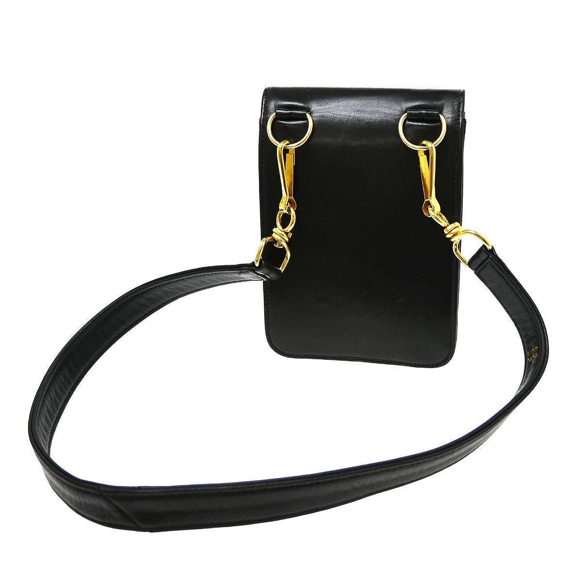 Chanel Vintage Button Waist Bag Quilted Lambskin Black Leather Clutche & Pouche Bag (Pre-Owned)
