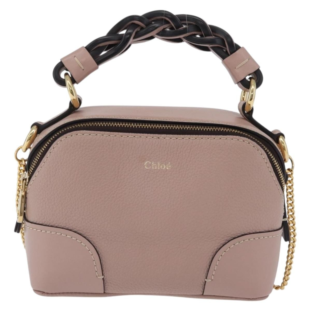 Chloe Daria Chain Leather Pink Leather Handbag (Pre-Owned)
