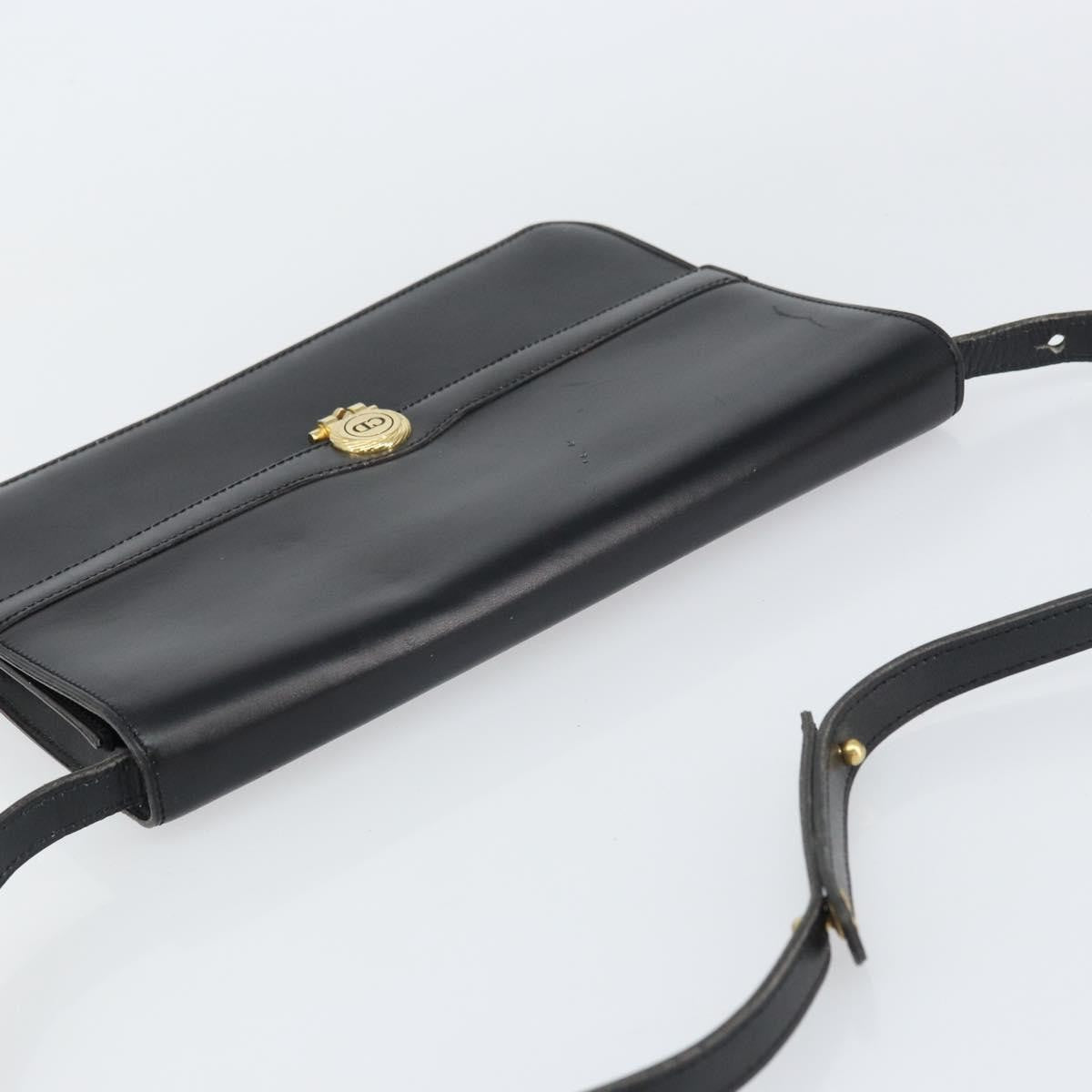 Christian Dior Vintage Leather Black Leather Shoulder Bag Bag (Pre-Owned)