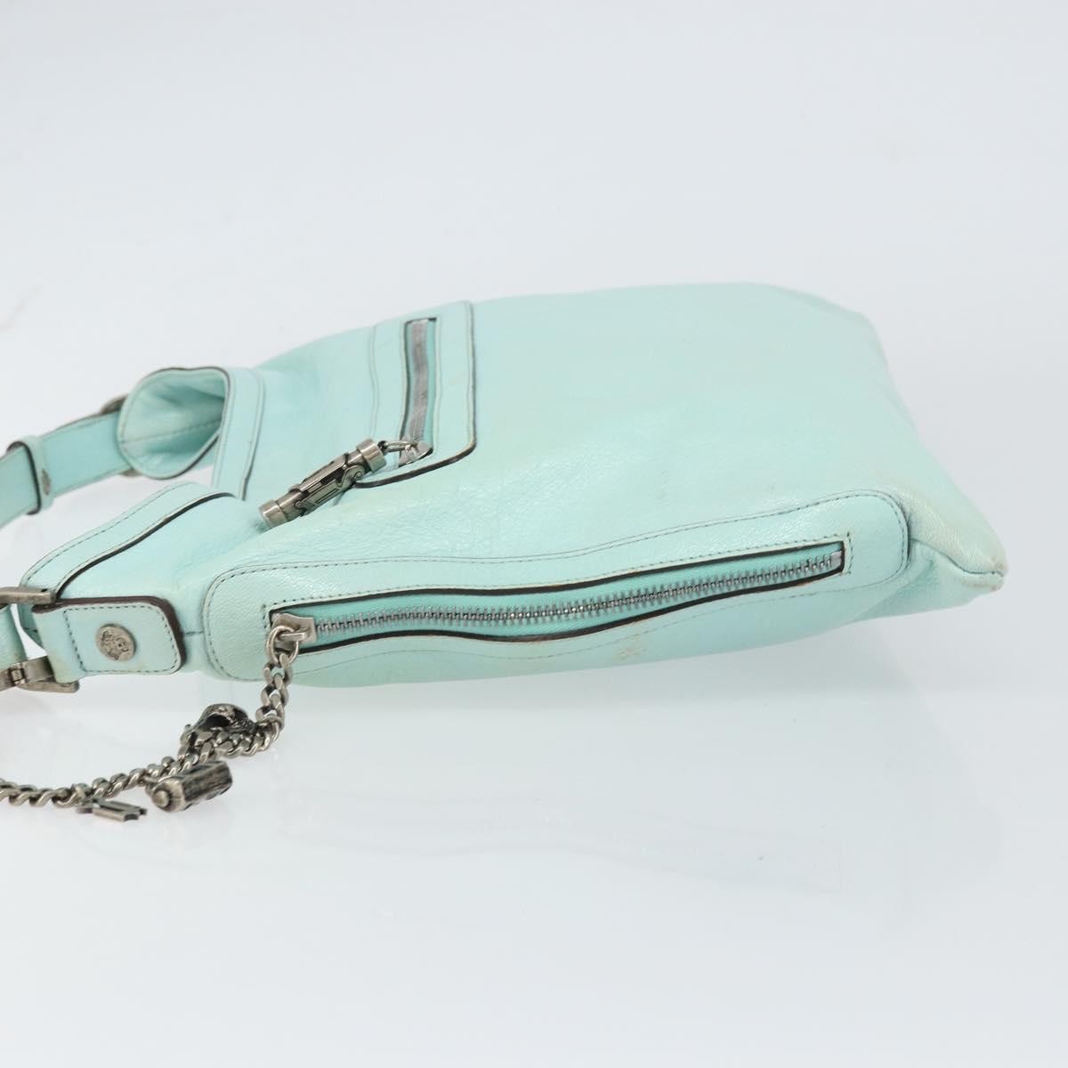 Versace Vintage Leather Blue Leather Handbag (Pre-Owned)
