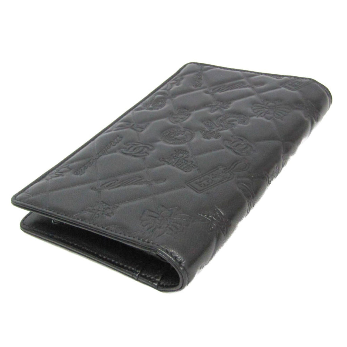 Chanel Lucky Symbols Yen Embossed Quilted Patent Black Leather Wallets Accessory (Pre-Owned)