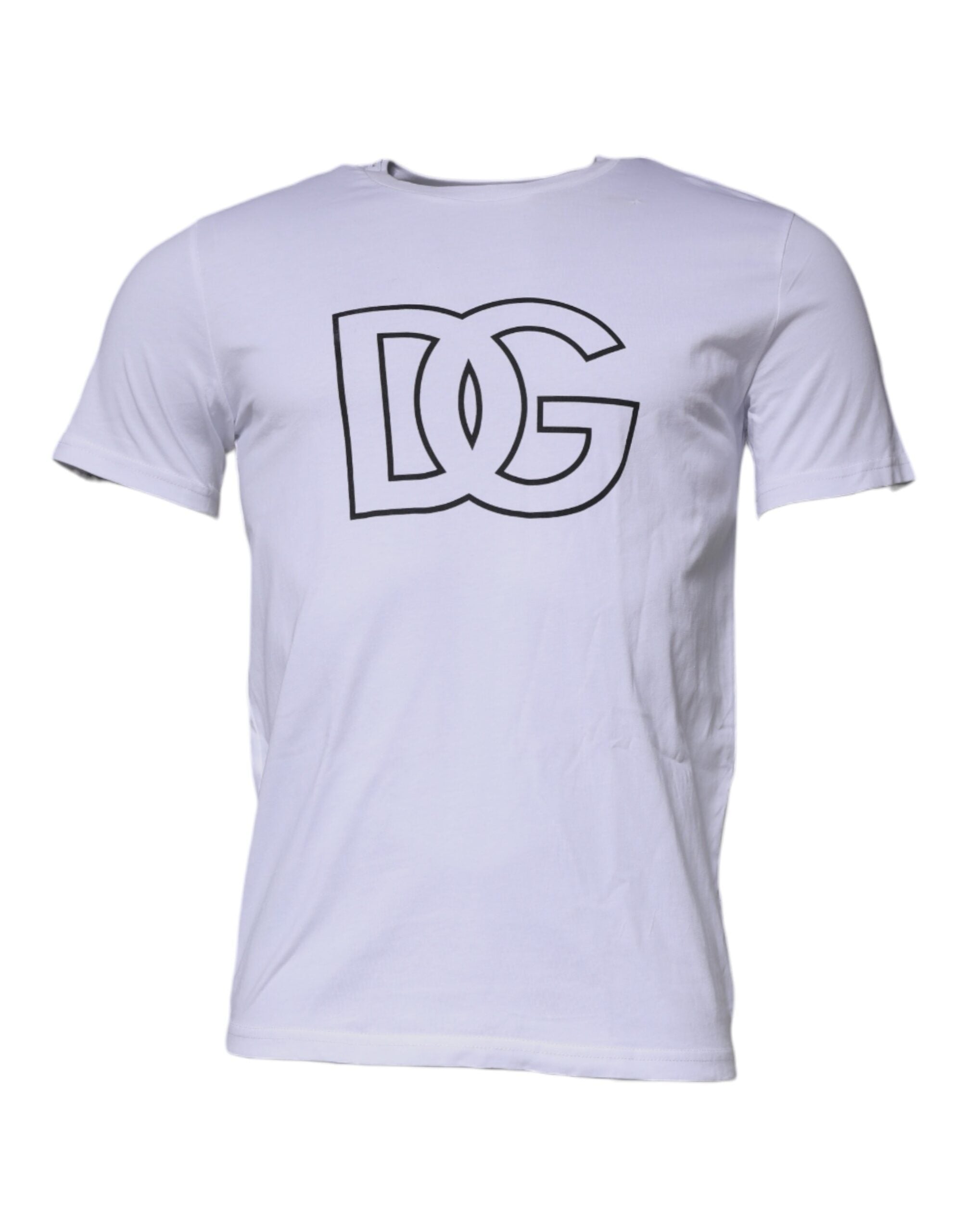 Dolce & Gabbana White DG Logo Cotton Crew Neck Men's T-shirt (Pre-Owned)