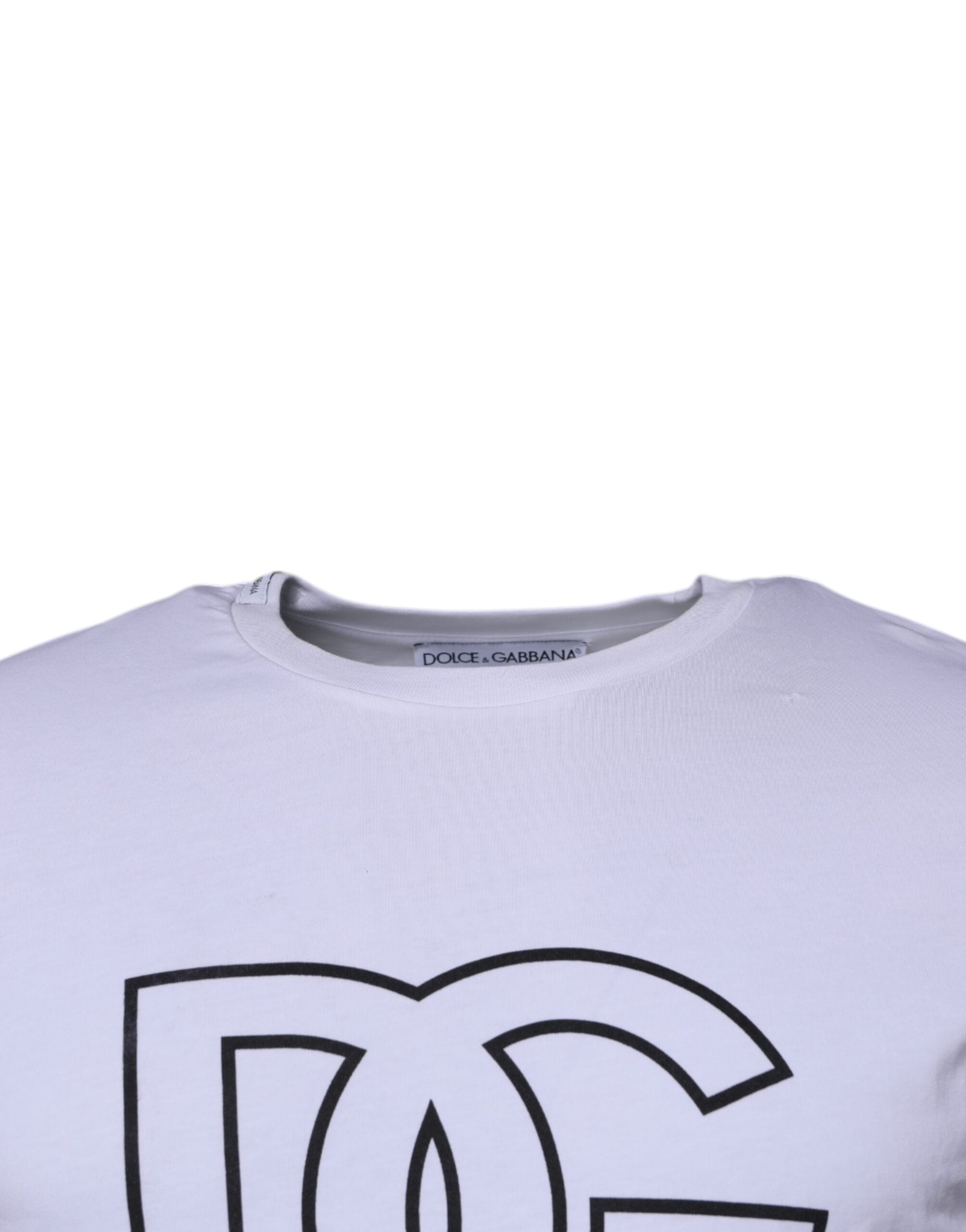 Dolce & Gabbana White DG Logo Cotton Crew Neck Men's T-shirt (Pre-Owned)