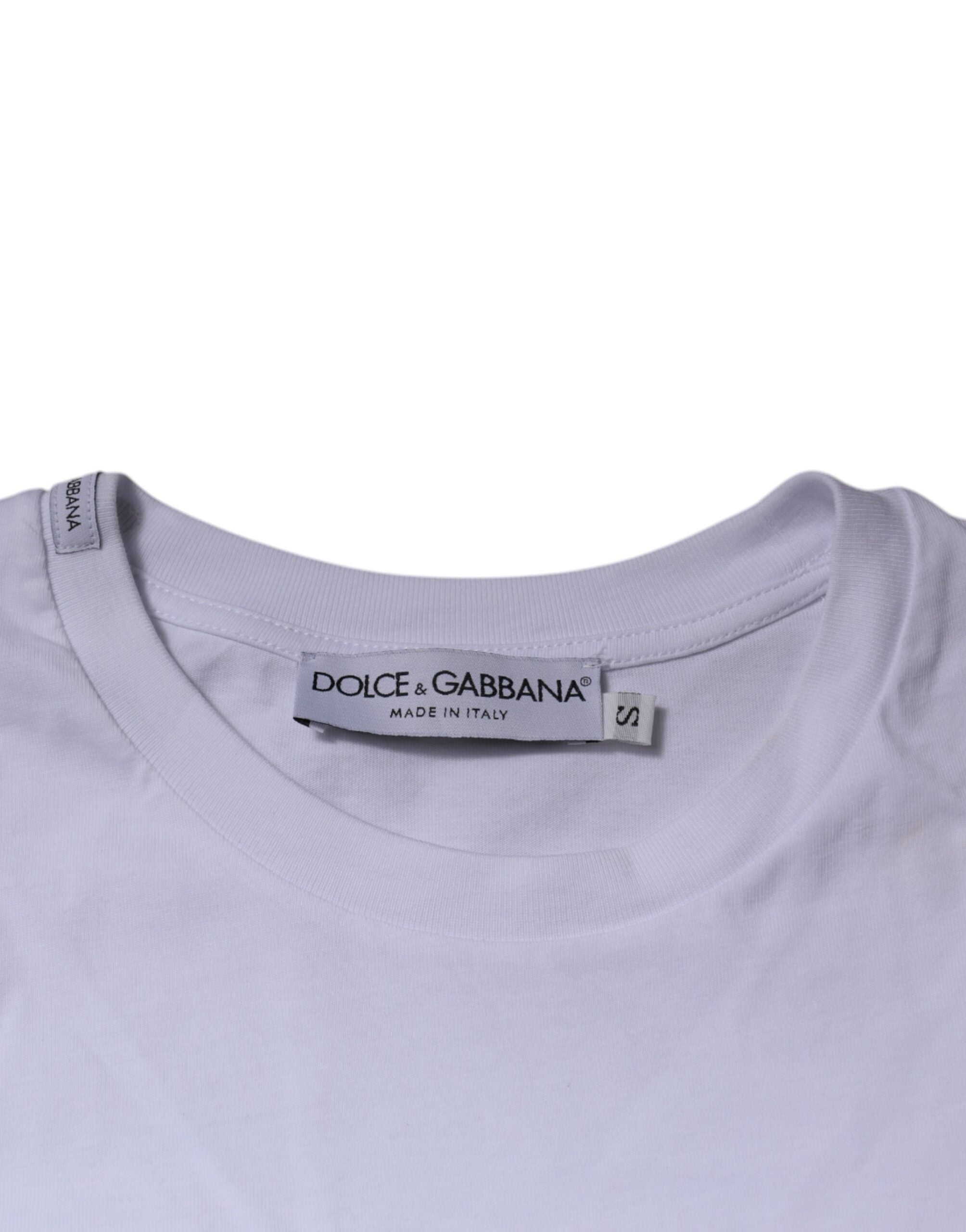 Dolce & Gabbana White DG Logo Cotton Crew Neck Men's T-shirt (Pre-Owned)