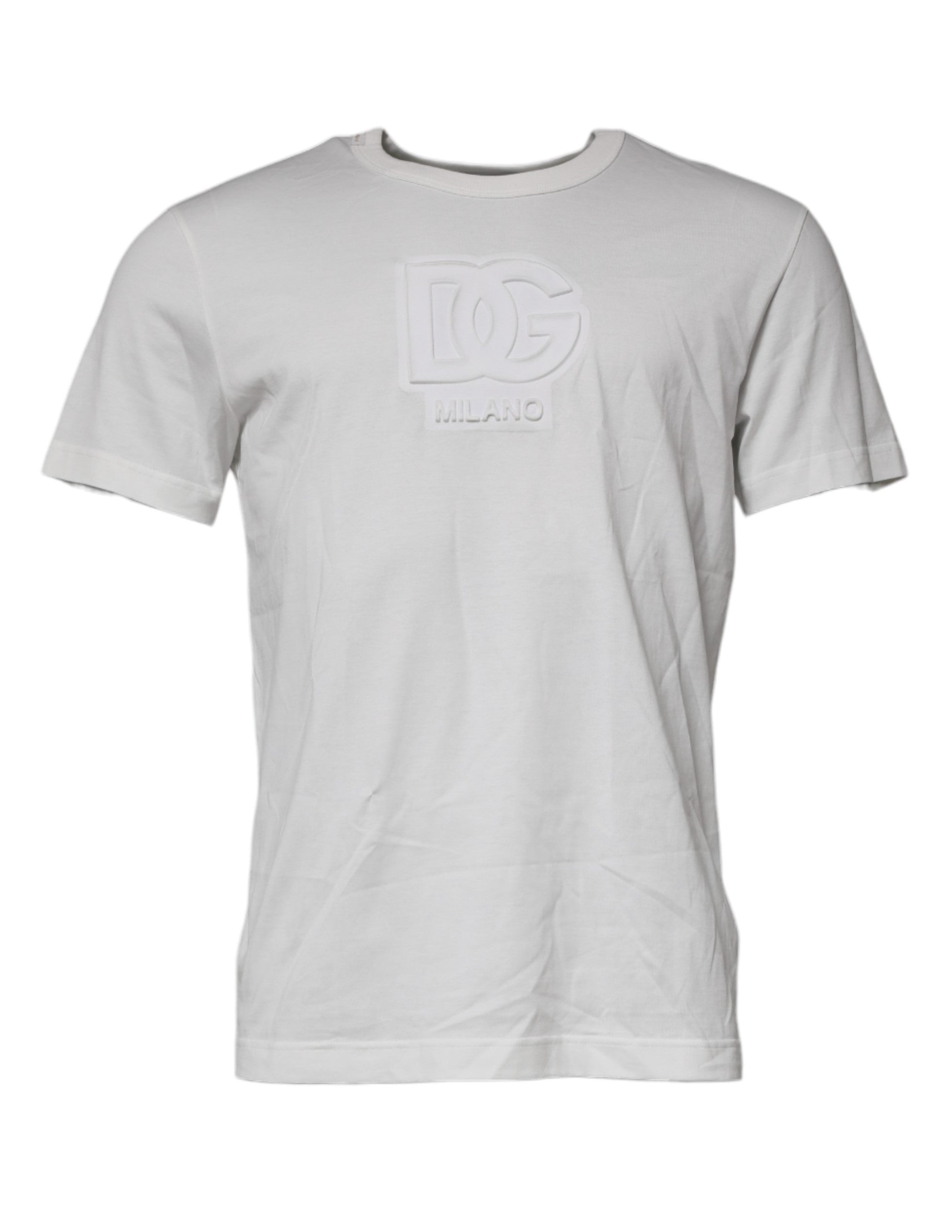 Dolce & Gabbana White DG Logo Cotton Crew Neck Men's T-shirt (Pre-Owned)