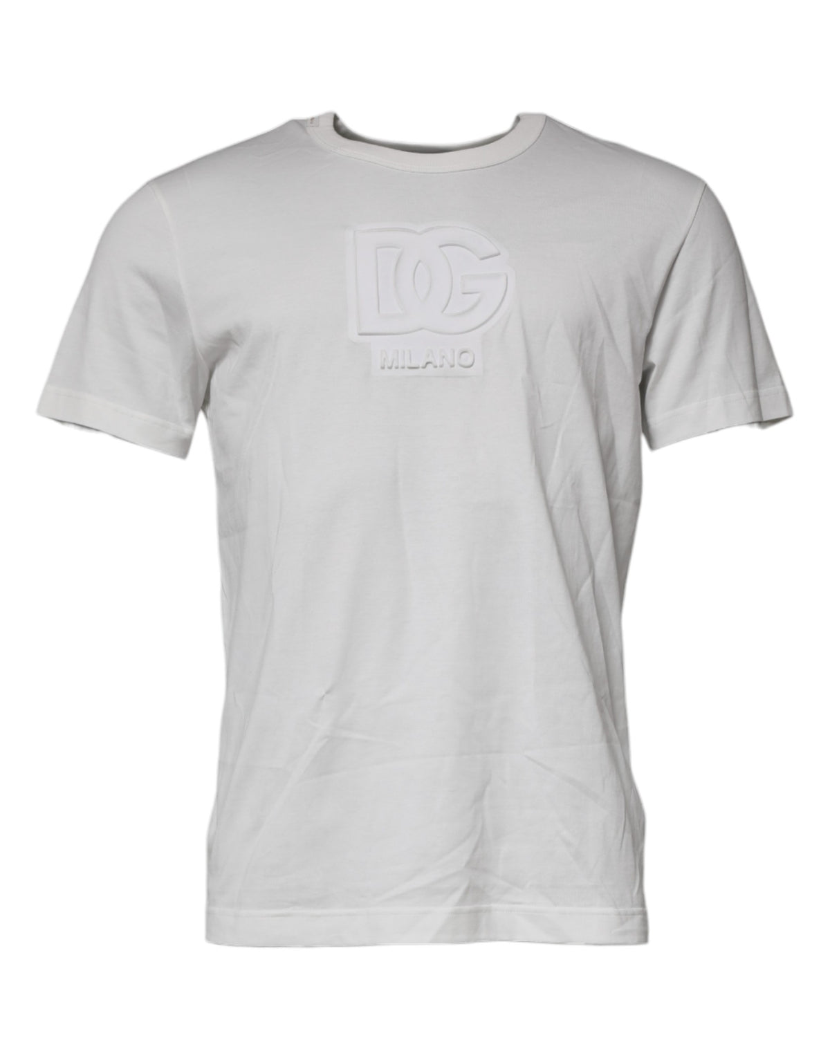 Dolce & Gabbana White DG Logo Cotton Crew Neck Men's T-shirt (Pre-Owned)